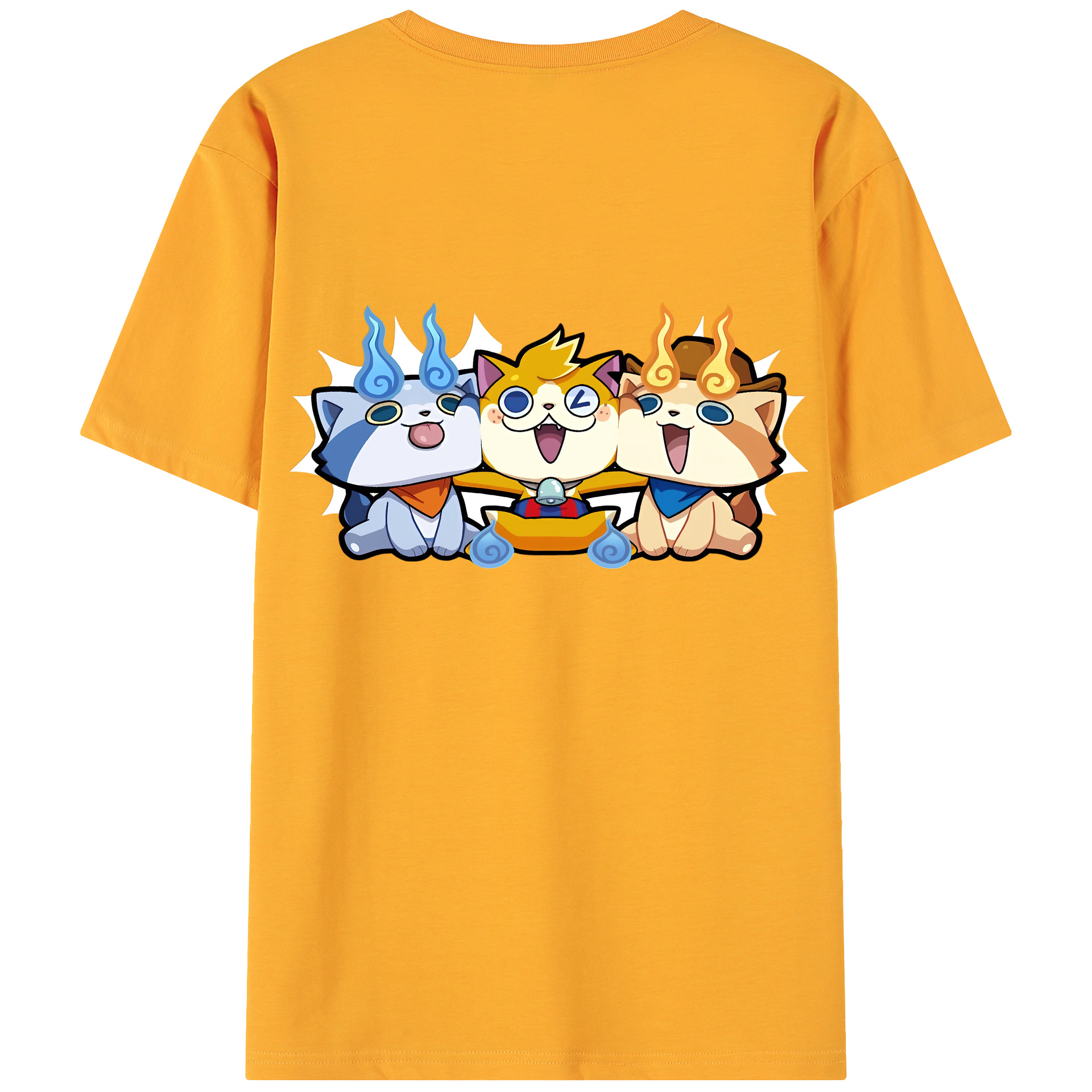 （画像用） 妖怪ウォッチ Yo-kai Watch 綿100％ メンズ半袖Tシャツ（バックプリント） 通気性
