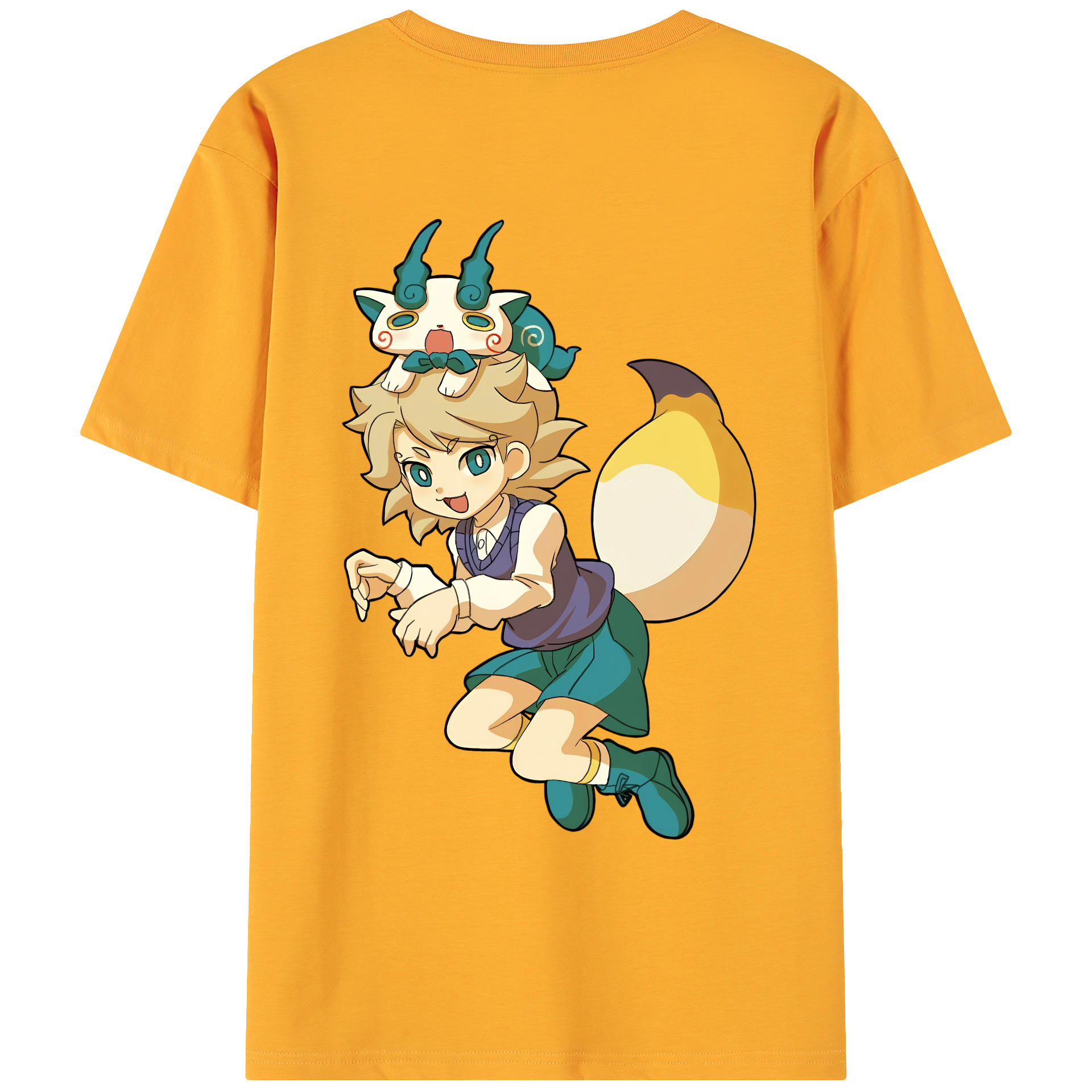 （画像用） 妖怪ウォッチ Yo-kai Watch 綿100％ メンズ半袖Tシャツ（バックプリント） 通気性