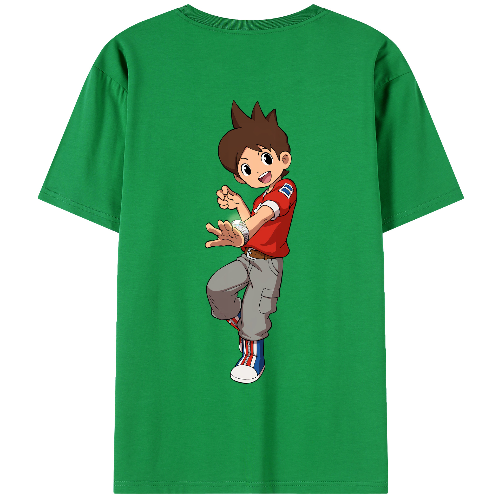 （画像用） 妖怪ウォッチ Yo-kai Watch 綿100％ メンズ半袖Tシャツ（バックプリント） 通気性