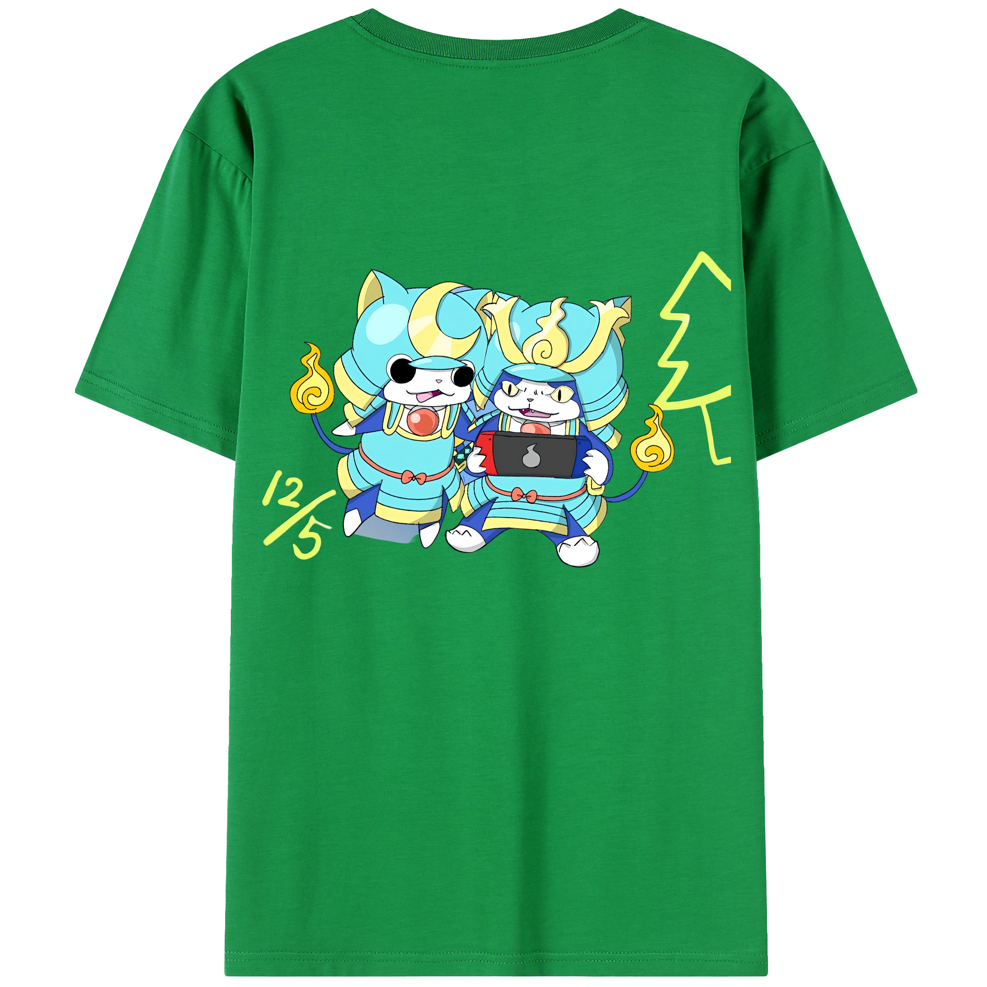 （画像用） 妖怪ウォッチ Yo-kai Watch 綿100％ メンズ半袖Tシャツ（バックプリント） 通気性