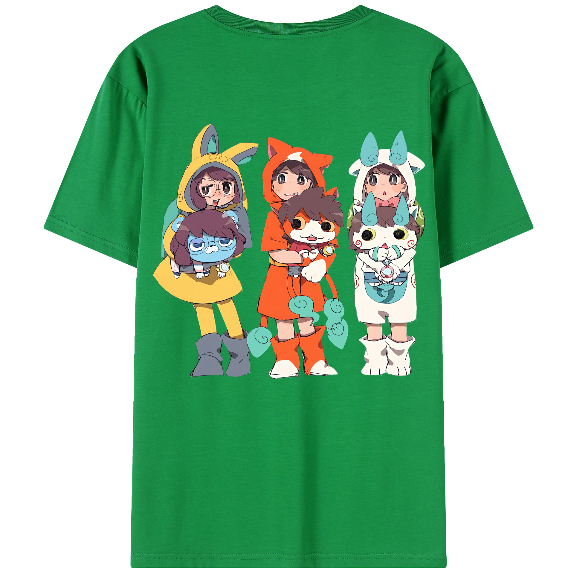 （画像用） 妖怪ウォッチ Yo-kai Watch 綿100％ メンズ半袖Tシャツ（バックプリント） 通気性