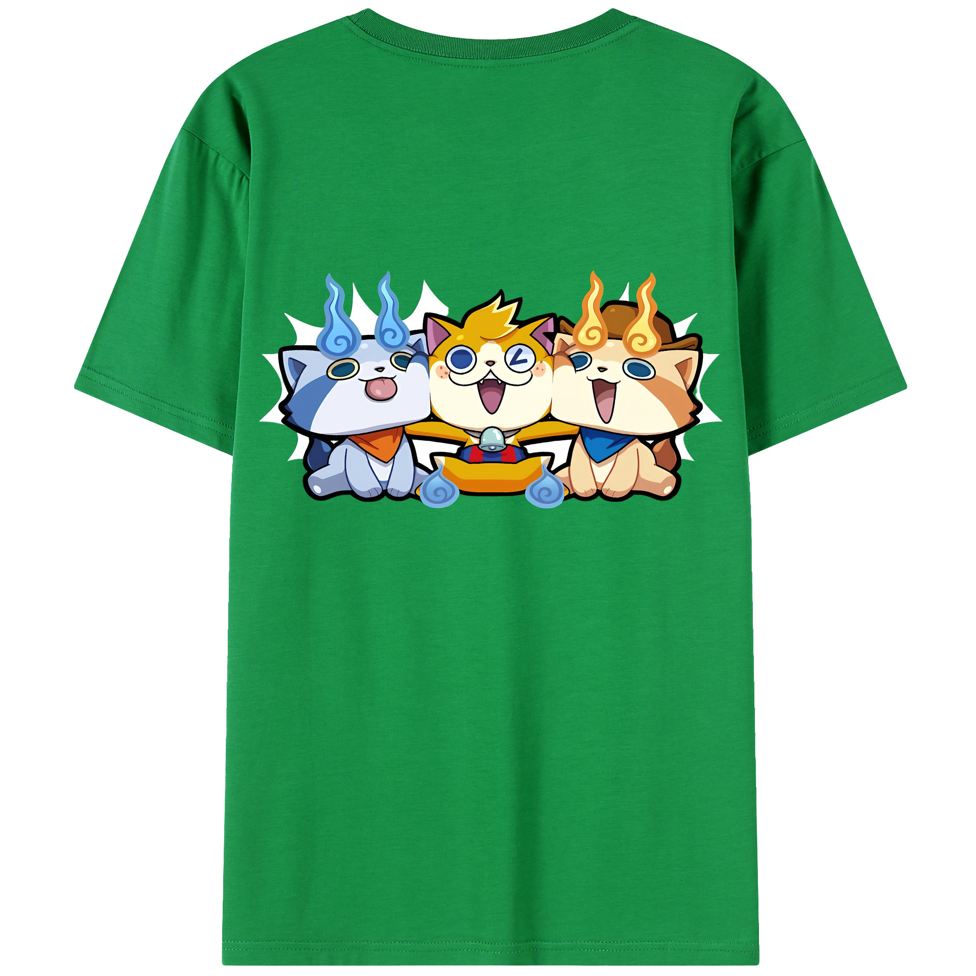 （画像用） 妖怪ウォッチ Yo-kai Watch 綿100％ メンズ半袖Tシャツ（バックプリント） 通気性