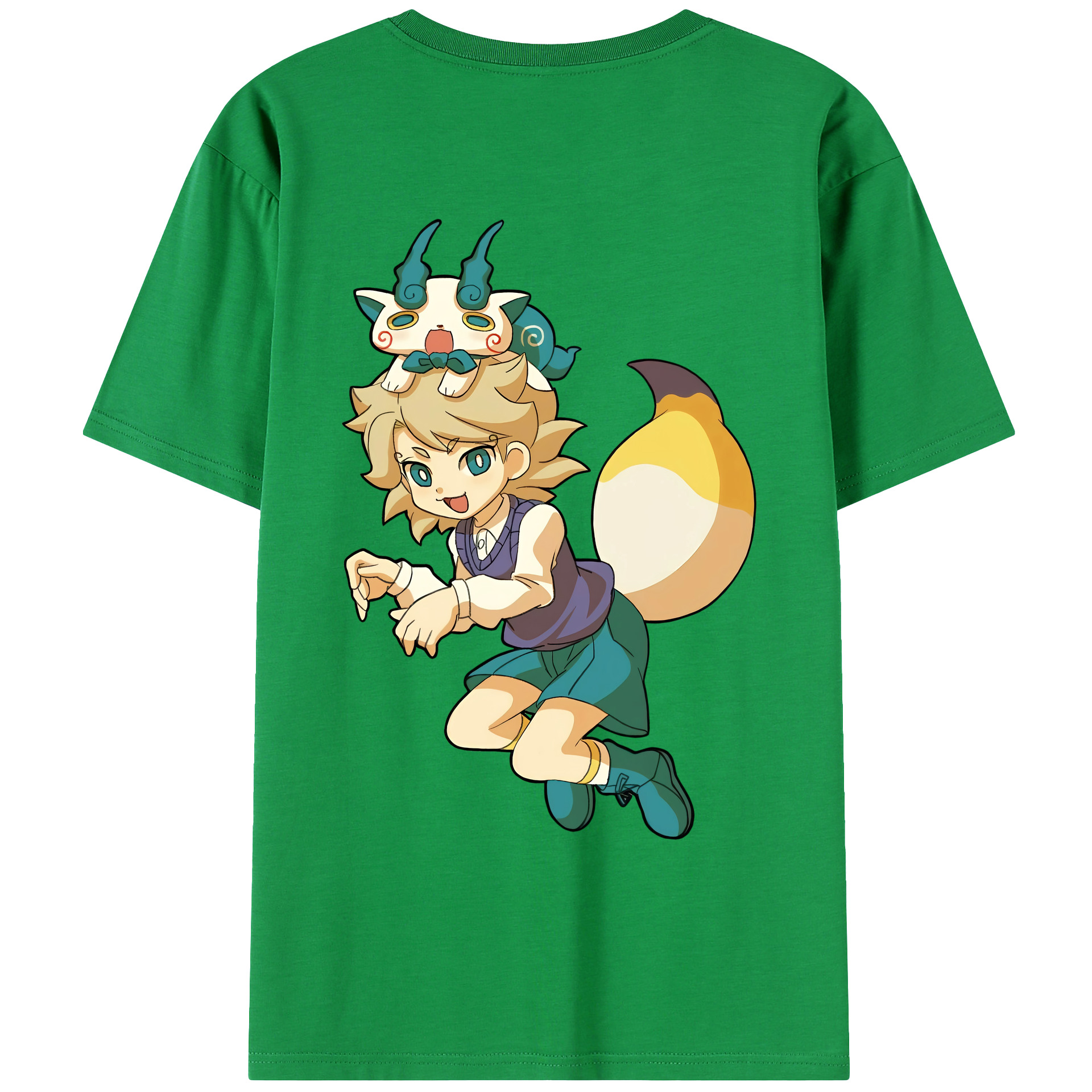 （画像用） 妖怪ウォッチ Yo-kai Watch 綿100％ メンズ半袖Tシャツ（バックプリント） 通気性