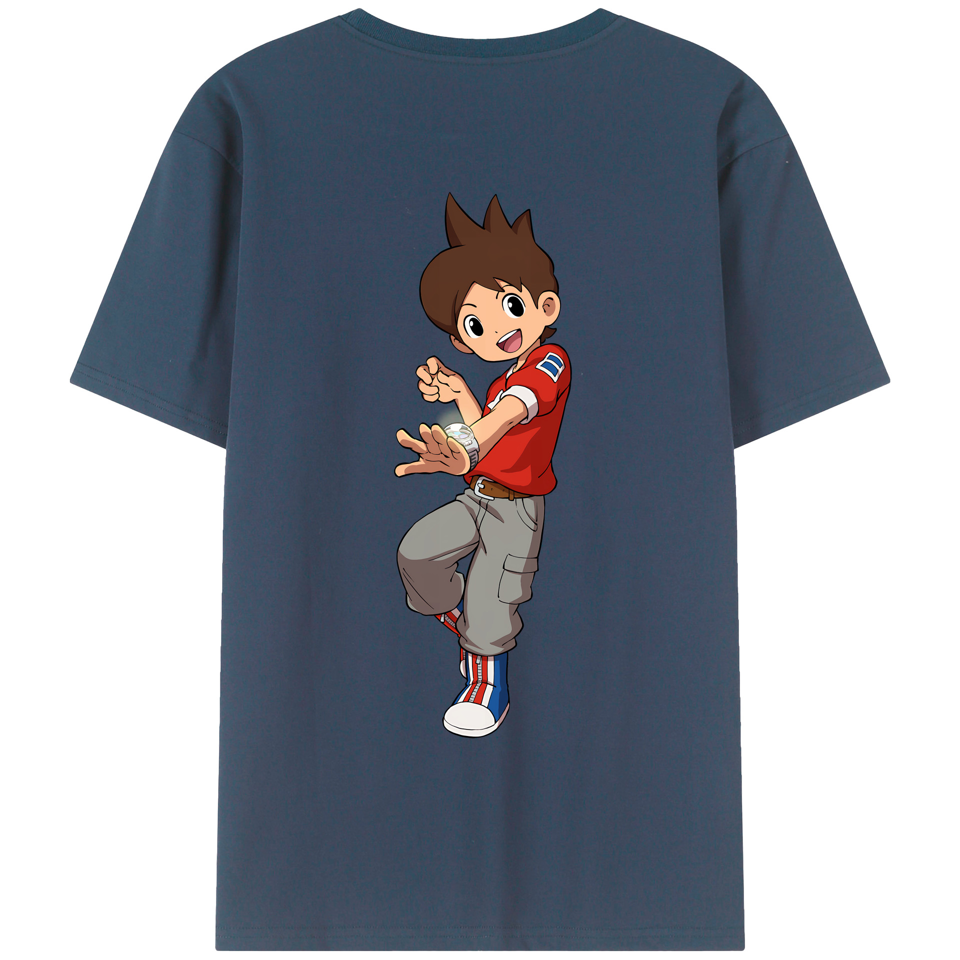 （画像用） 妖怪ウォッチ Yo-kai Watch 綿100％ メンズ半袖Tシャツ（バックプリント） 通気性