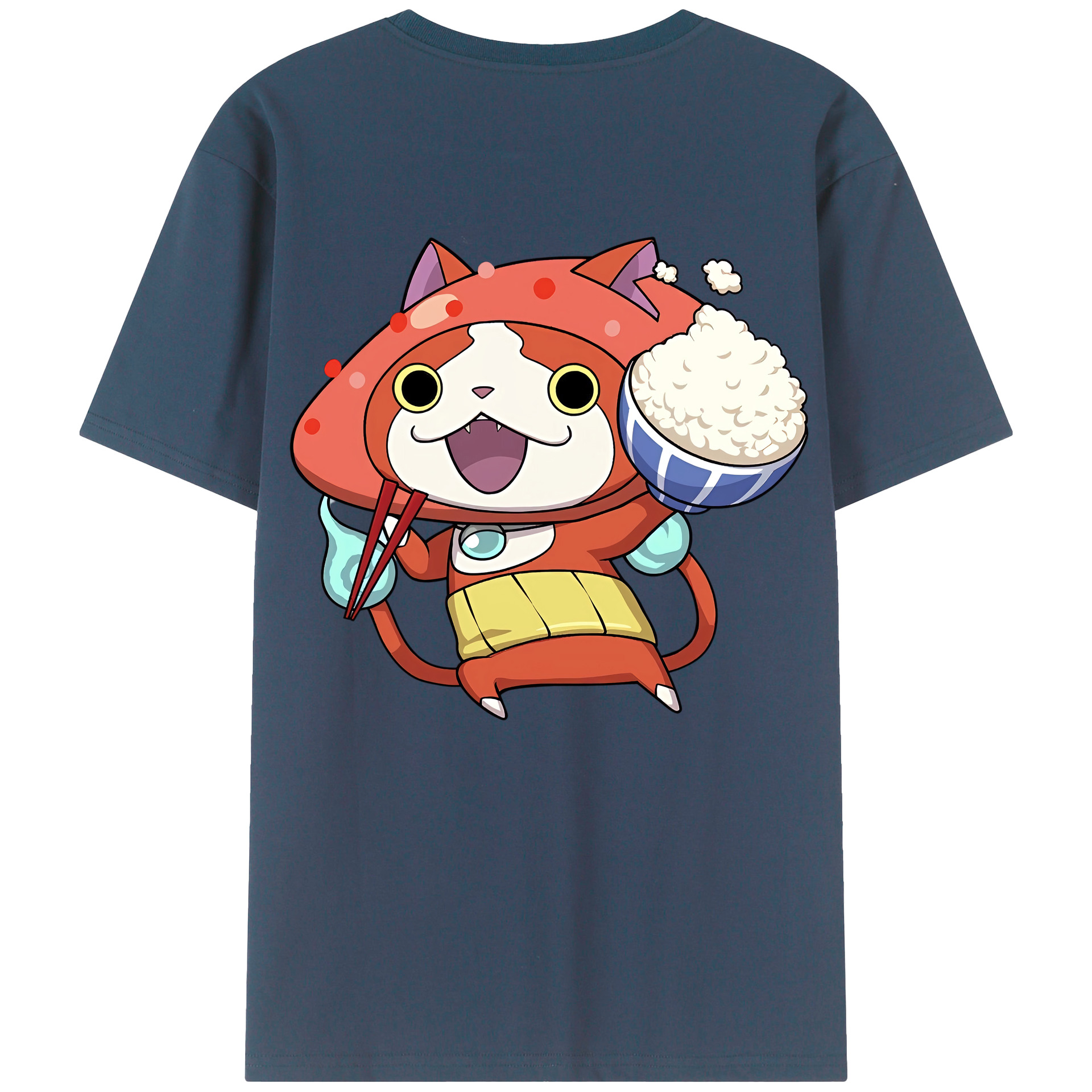 （画像用） 妖怪ウォッチ Yo-kai Watch 綿100％ メンズ半袖Tシャツ（バックプリント） 通気性