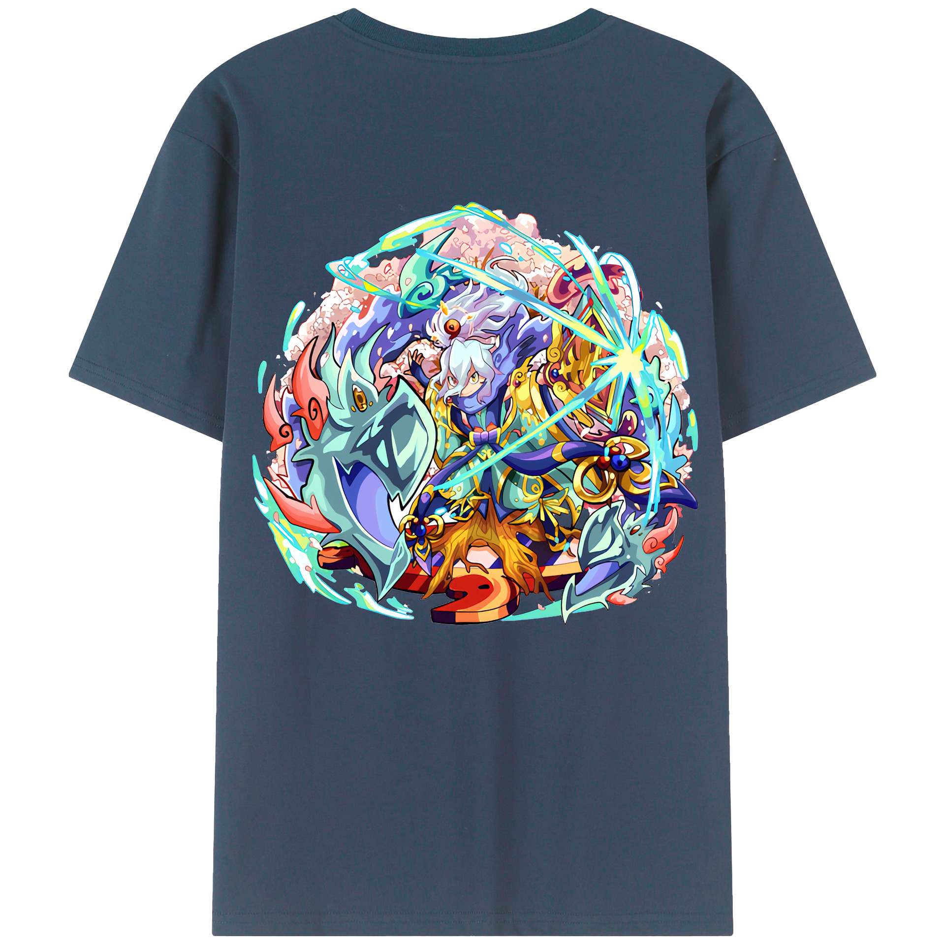 （画像用） 妖怪ウォッチ Yo-kai Watch 綿100％ メンズ半袖Tシャツ（バックプリント） 通気性