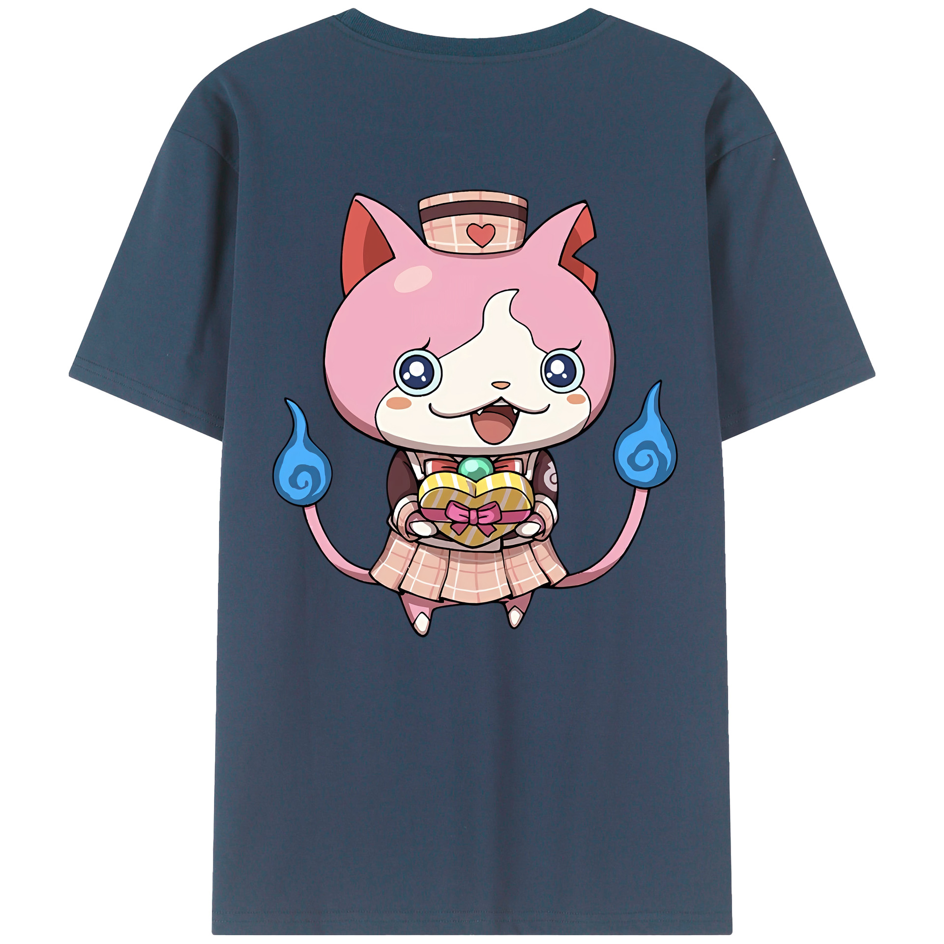 （画像用） 妖怪ウォッチ Yo-kai Watch 綿100％ メンズ半袖Tシャツ（バックプリント） 通気性
