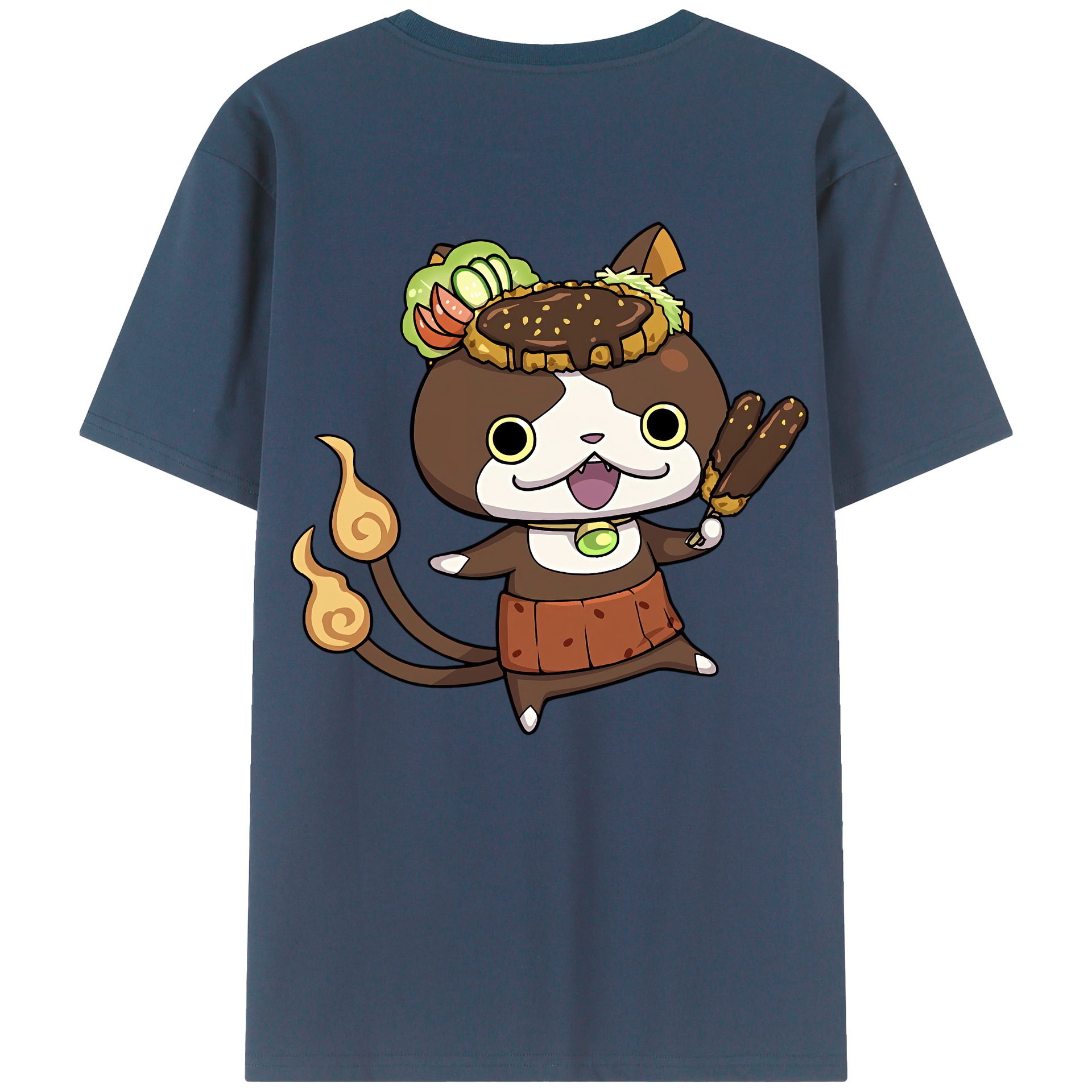 （画像用） 妖怪ウォッチ Yo-kai Watch 綿100％ メンズ半袖Tシャツ（バックプリント） 通気性