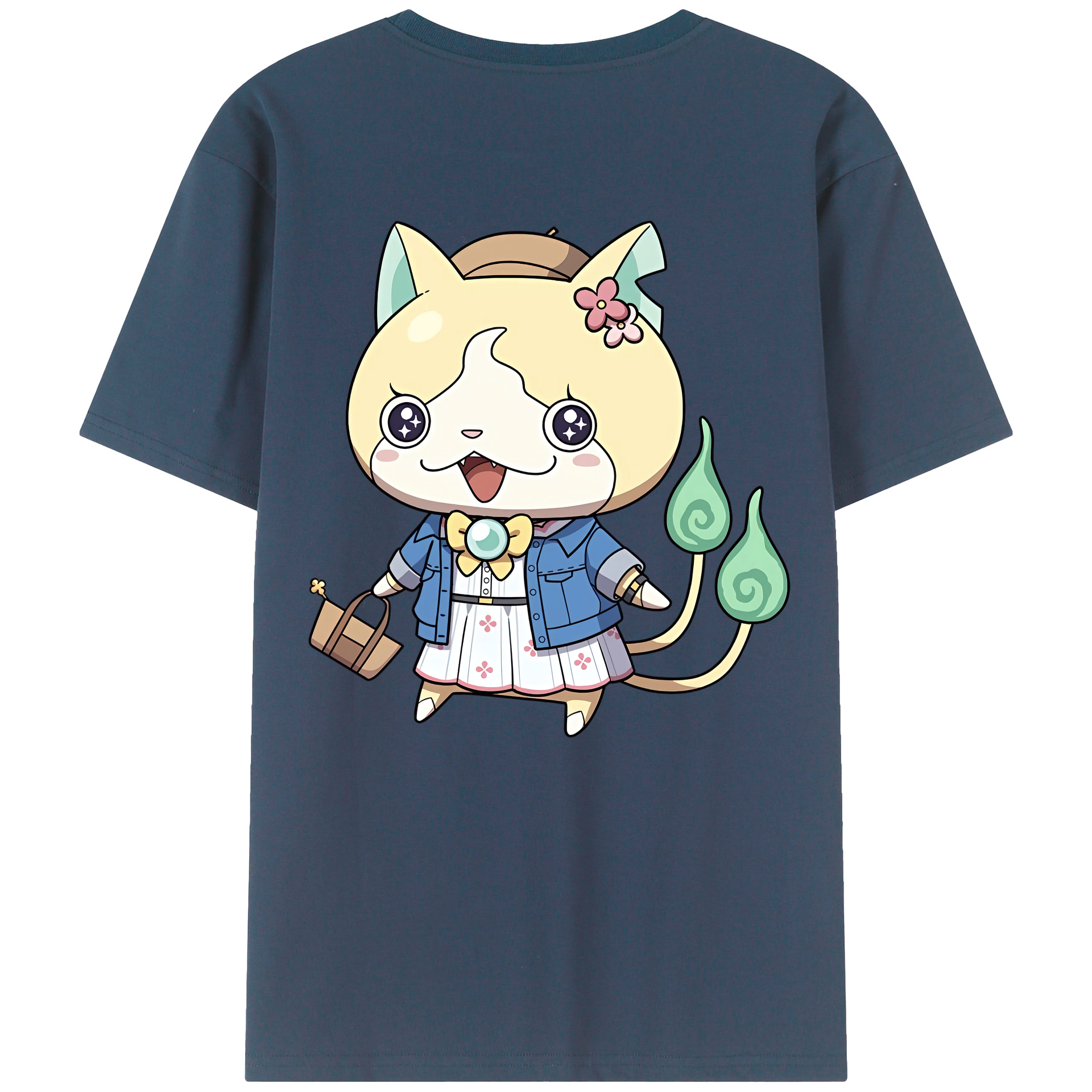 （画像用） 妖怪ウォッチ Yo-kai Watch 綿100％ メンズ半袖Tシャツ（バックプリント） 通気性