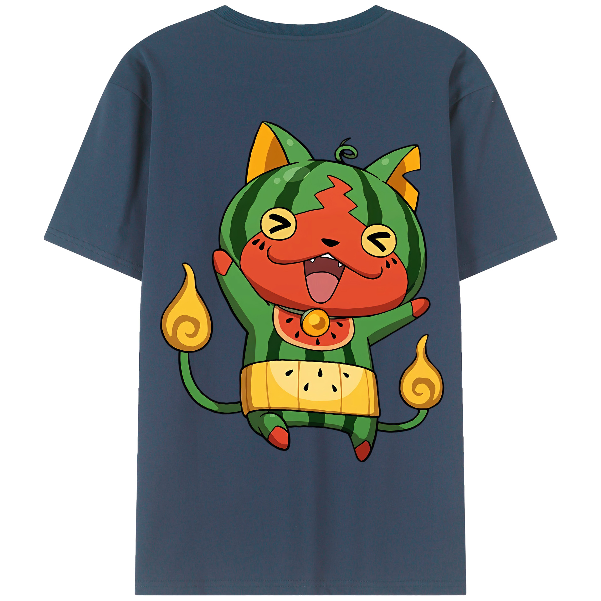 （画像用） 妖怪ウォッチ Yo-kai Watch 綿100％ メンズ半袖Tシャツ（バックプリント） 通気性