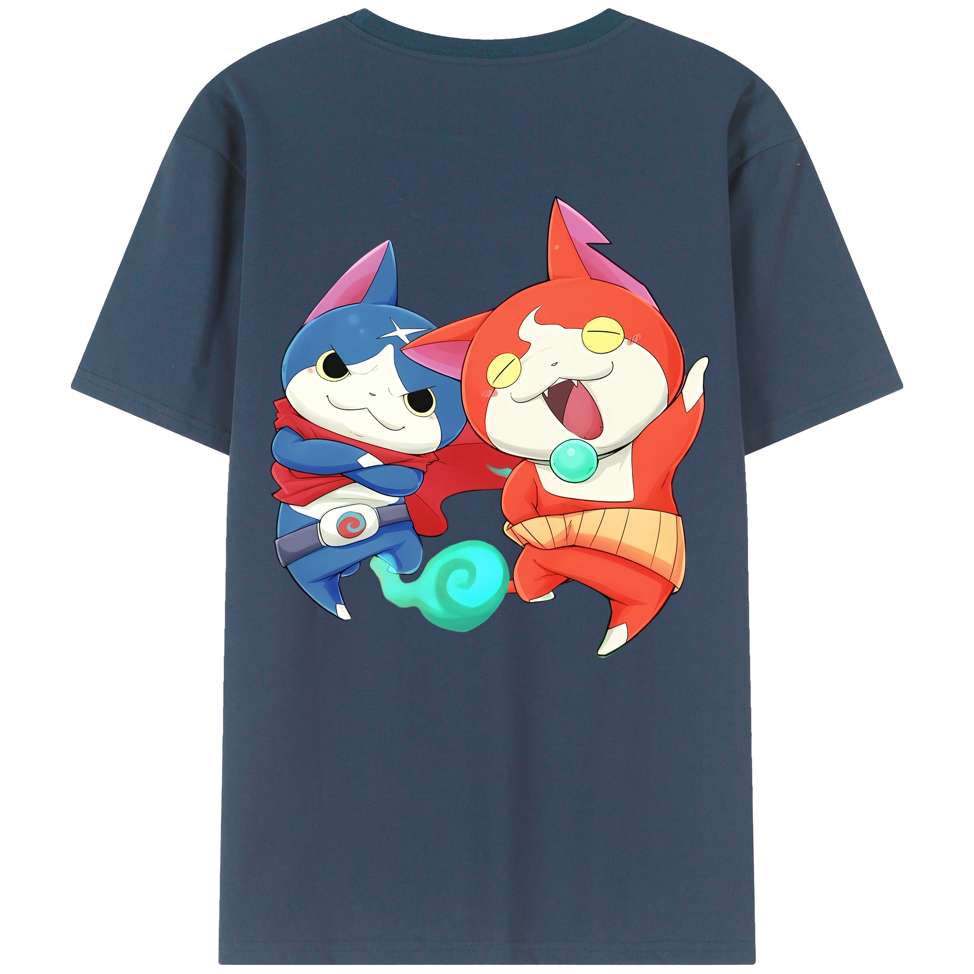 （画像用） 妖怪ウォッチ Yo-kai Watch 綿100％ メンズ半袖Tシャツ（バックプリント） 通気性
