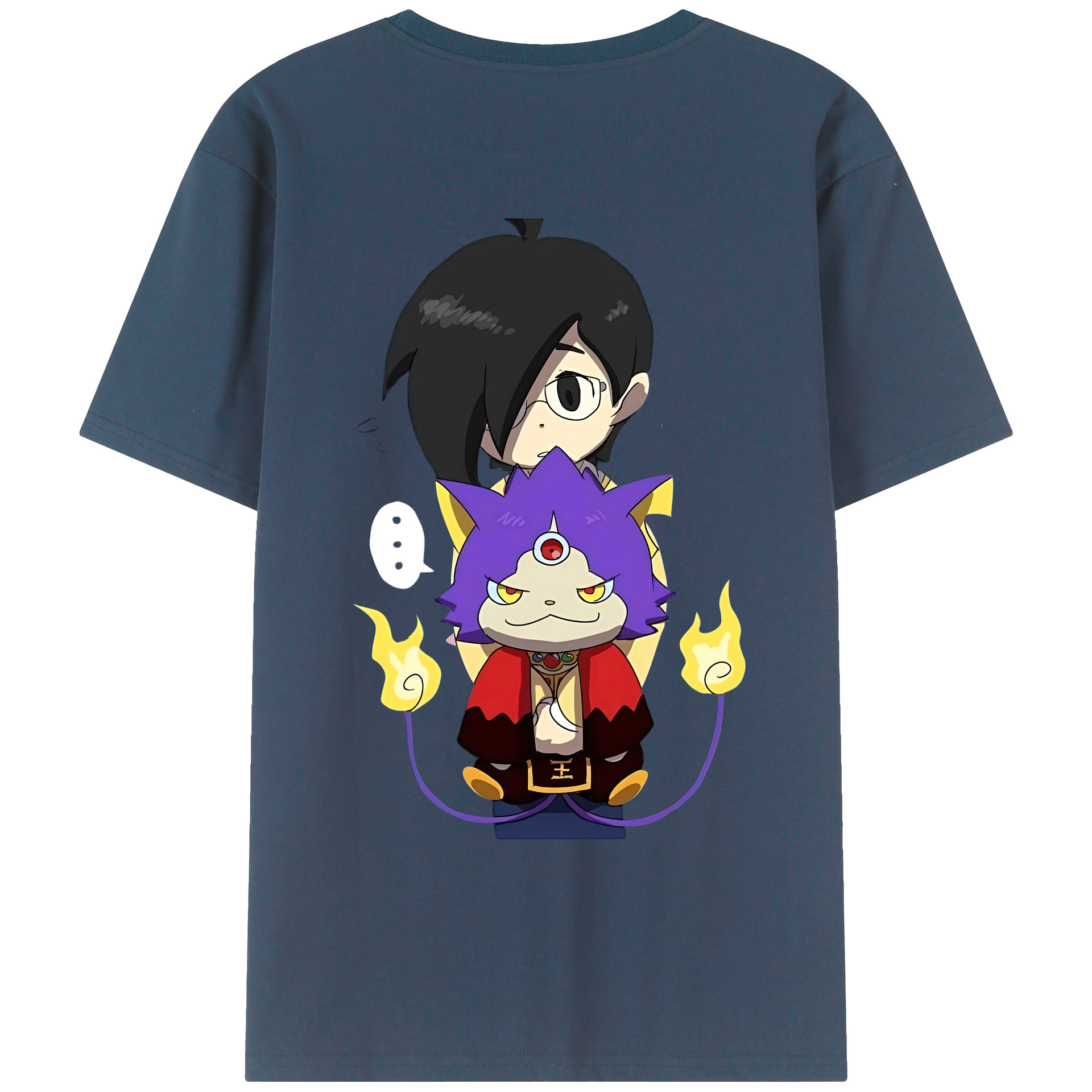 （画像用） 妖怪ウォッチ Yo-kai Watch 綿100％ メンズ半袖Tシャツ（バックプリント） 通気性
