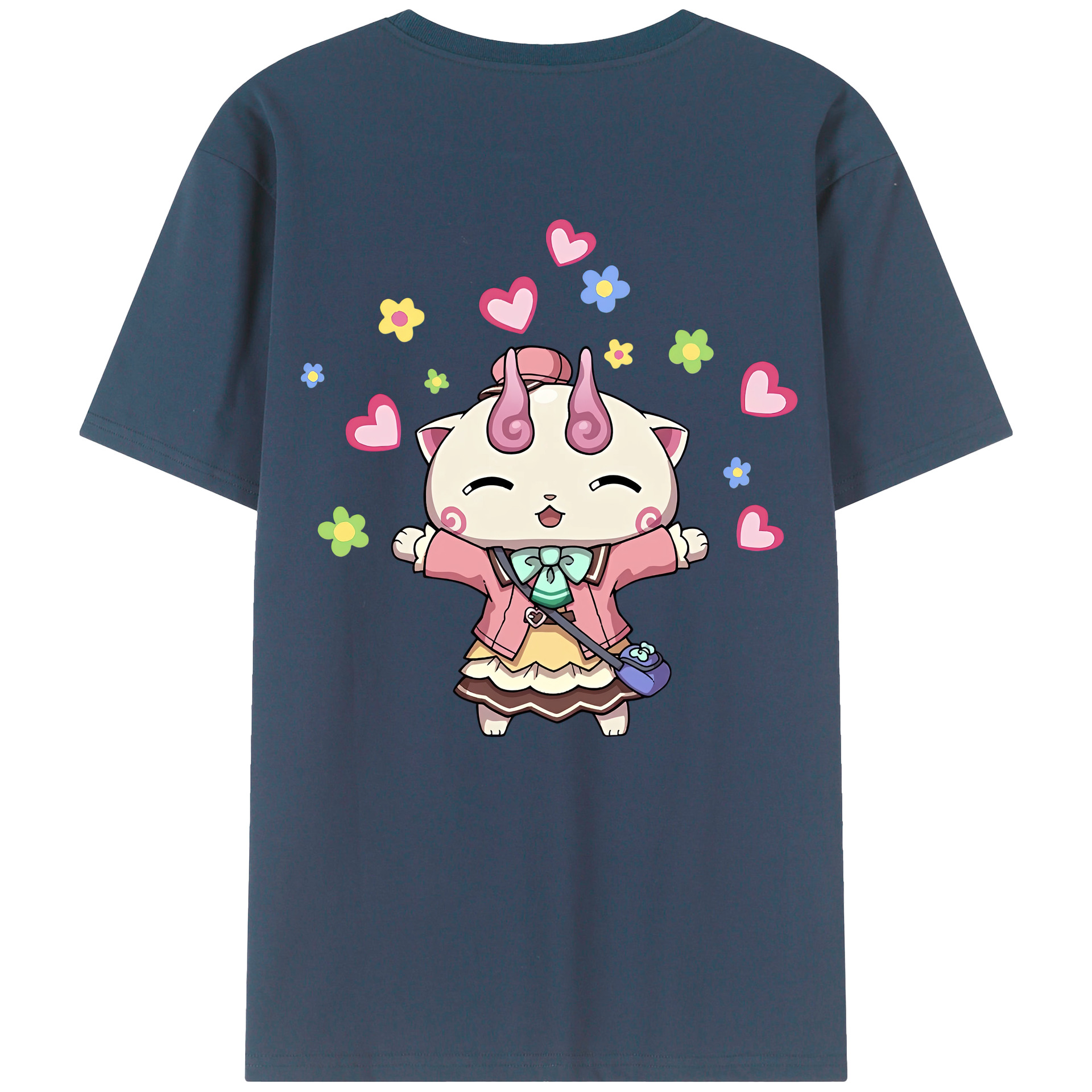 （画像用） 妖怪ウォッチ Yo-kai Watch 綿100％ メンズ半袖Tシャツ（バックプリント） 通気性