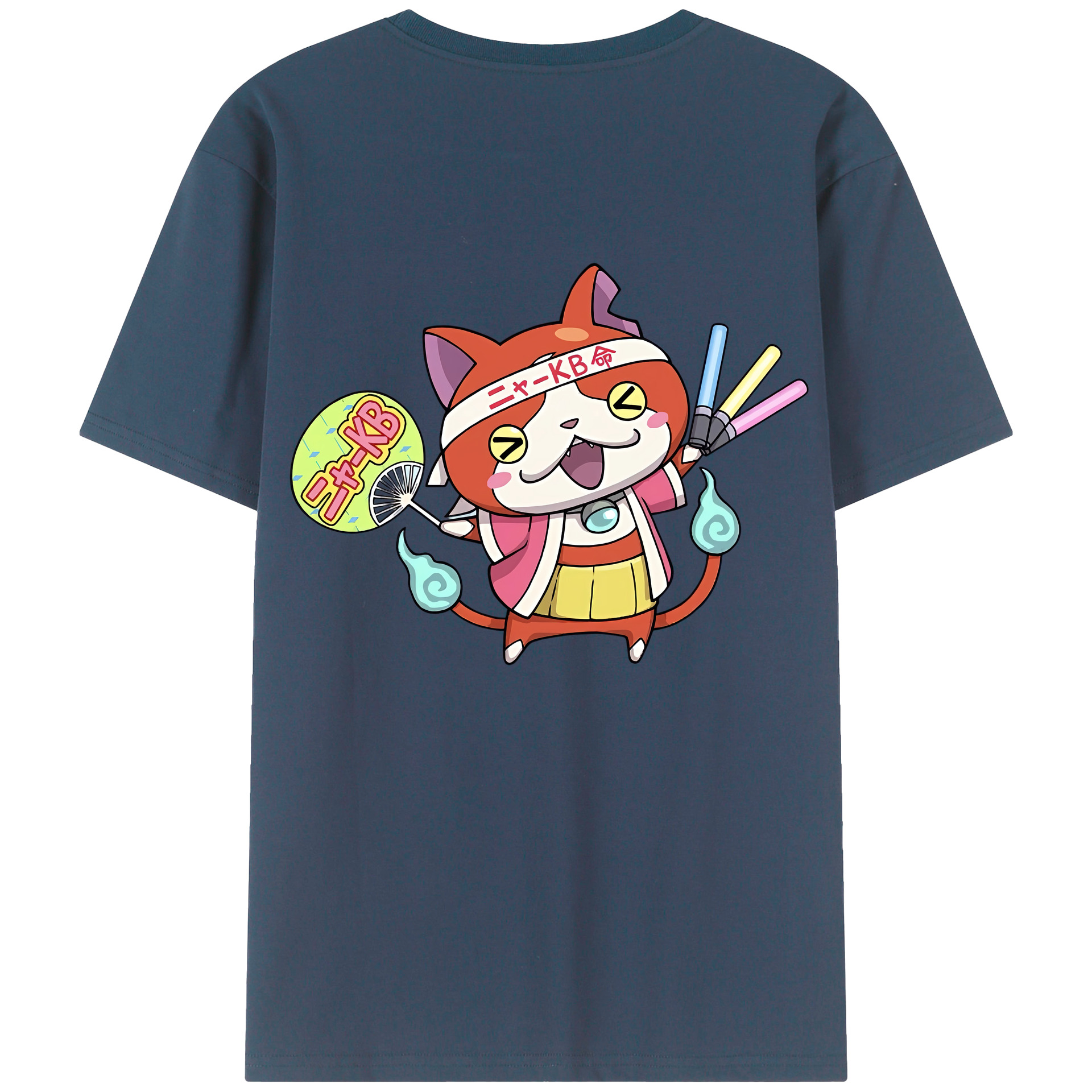 （画像用） 妖怪ウォッチ Yo-kai Watch 綿100％ メンズ半袖Tシャツ（バックプリント） 通気性