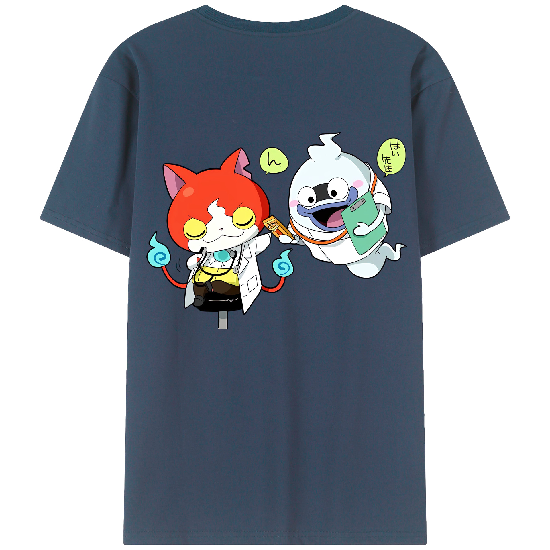 （画像用） 妖怪ウォッチ Yo-kai Watch 綿100％ メンズ半袖Tシャツ（バックプリント） 通気性