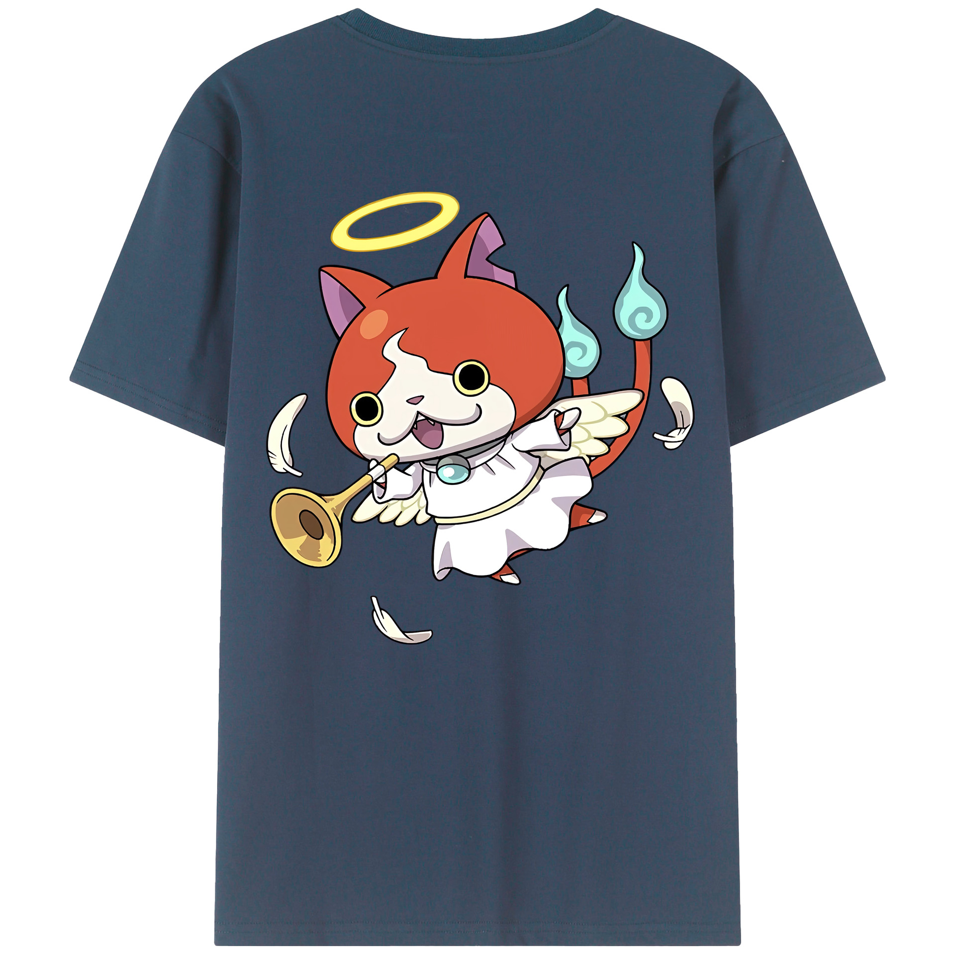 （画像用） 妖怪ウォッチ Yo-kai Watch 綿100％ メンズ半袖Tシャツ（バックプリント） 通気性