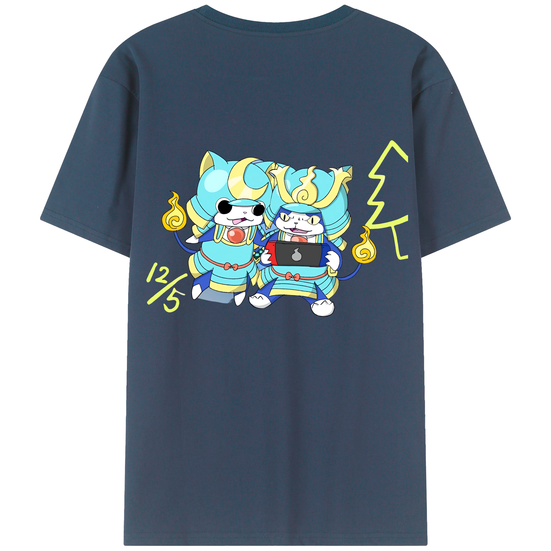 （画像用） 妖怪ウォッチ Yo-kai Watch 綿100％ メンズ半袖Tシャツ（バックプリント） 通気性
