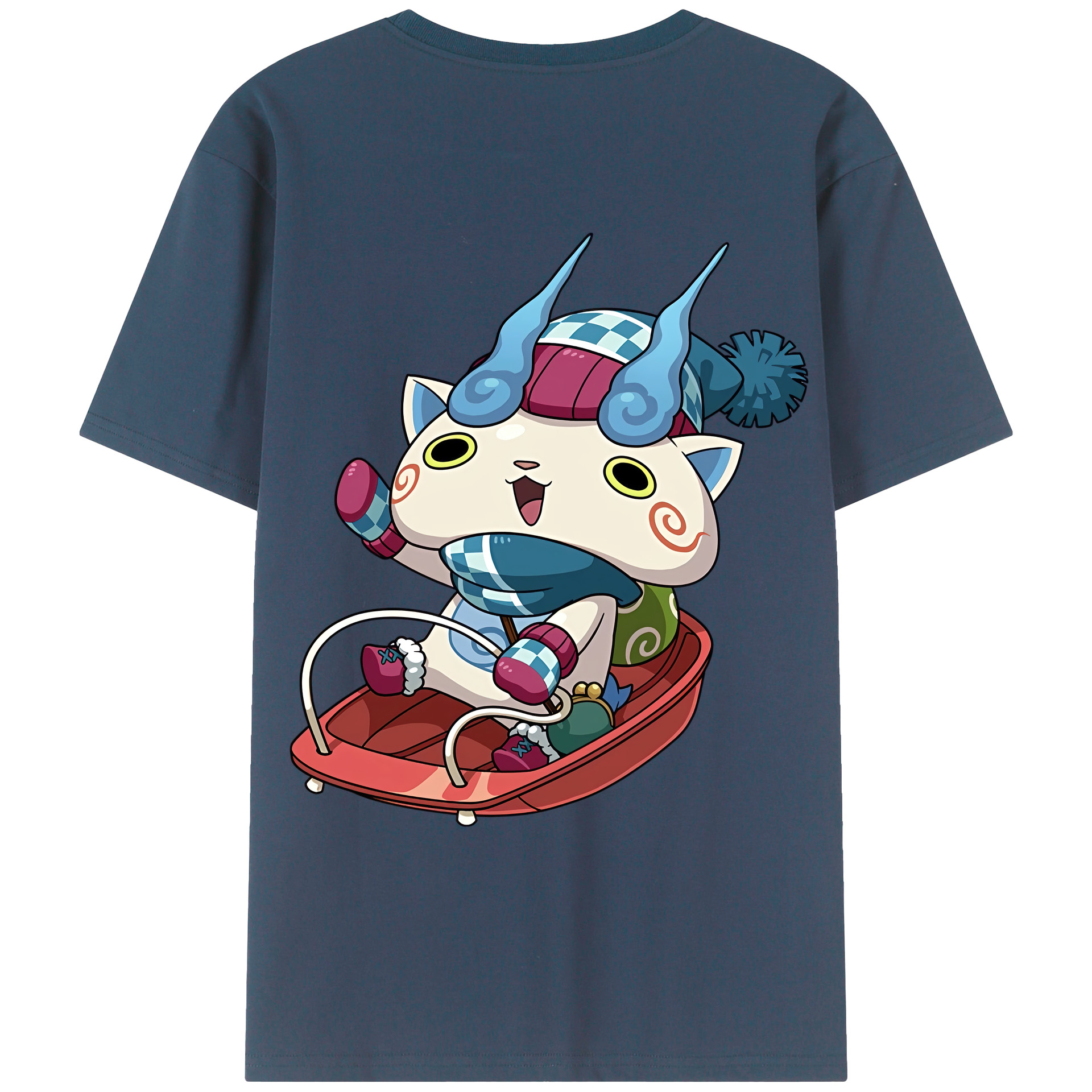 （画像用） 妖怪ウォッチ Yo-kai Watch 綿100％ メンズ半袖Tシャツ（バックプリント） 通気性