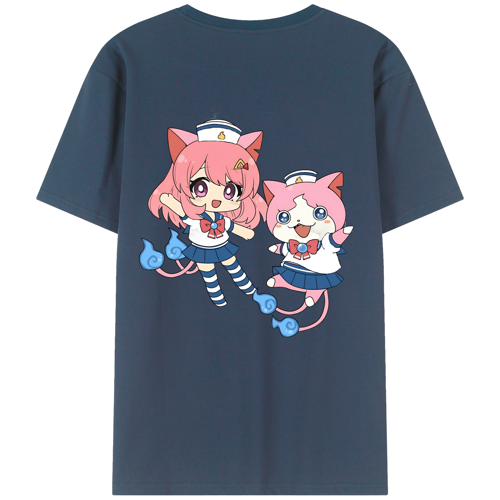 （画像用） 妖怪ウォッチ Yo-kai Watch 綿100％ メンズ半袖Tシャツ（バックプリント） 通気性