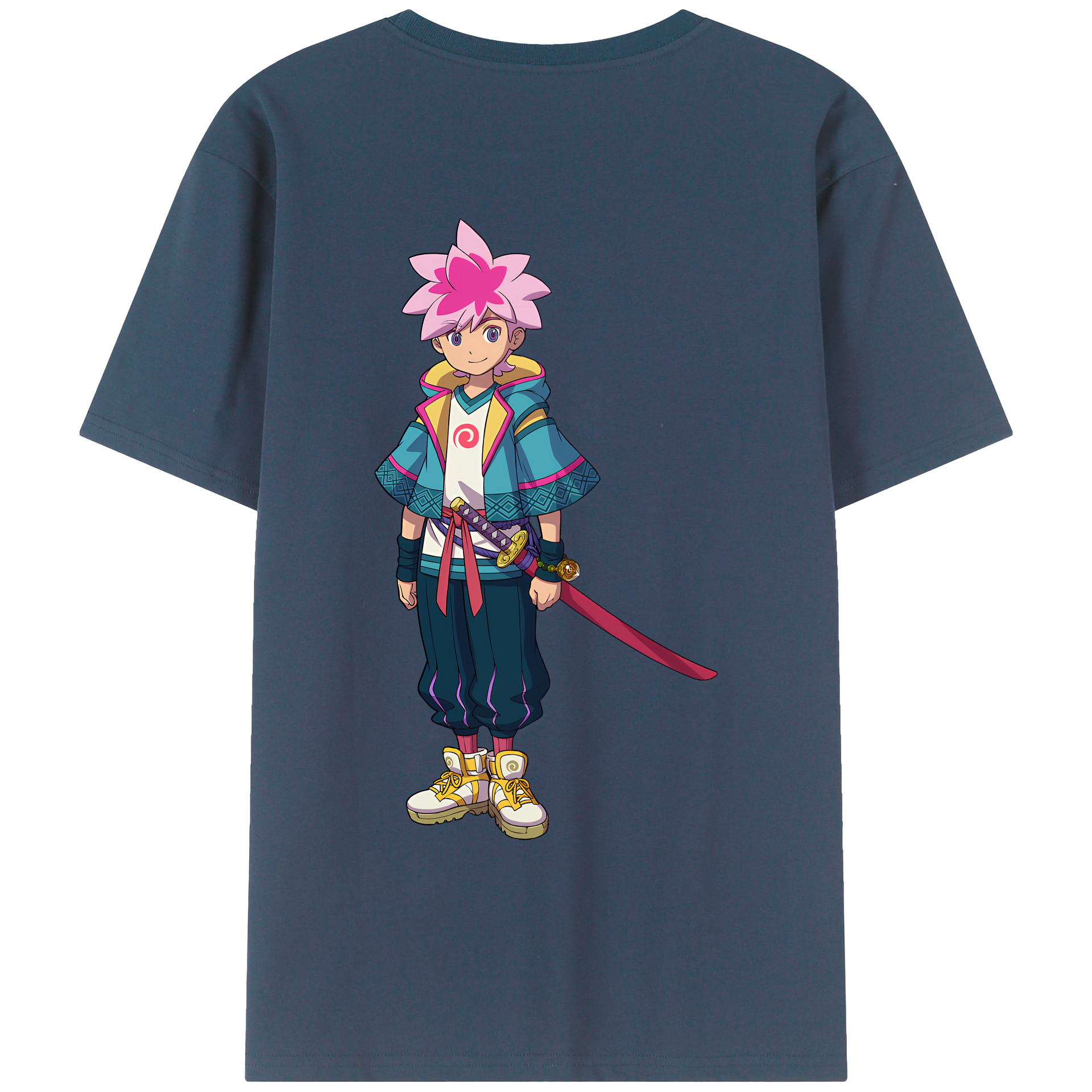 （画像用） 妖怪ウォッチ Yo-kai Watch 綿100％ メンズ半袖Tシャツ（バックプリント） 通気性