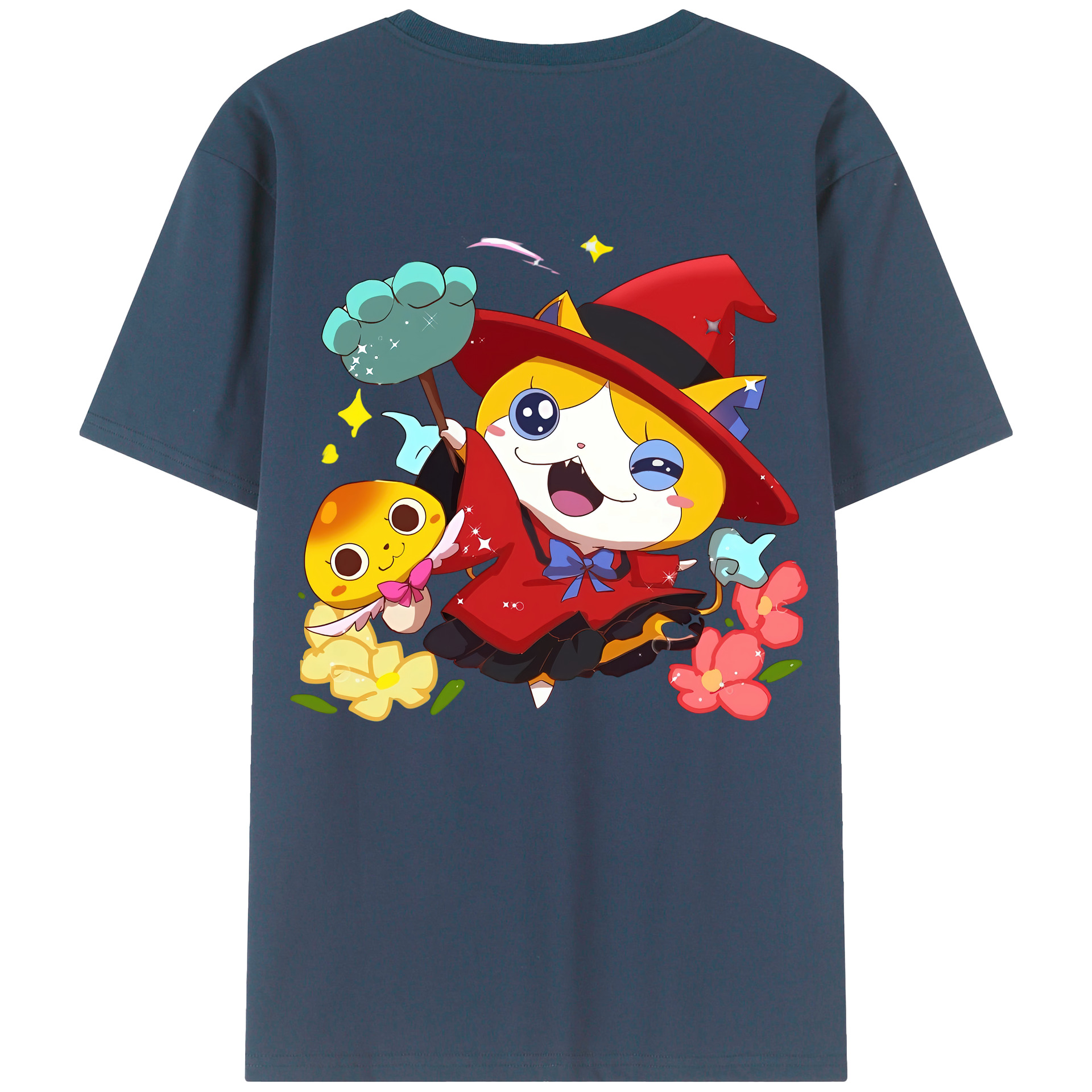 （画像用） 妖怪ウォッチ Yo-kai Watch 綿100％ メンズ半袖Tシャツ（バックプリント） 通気性