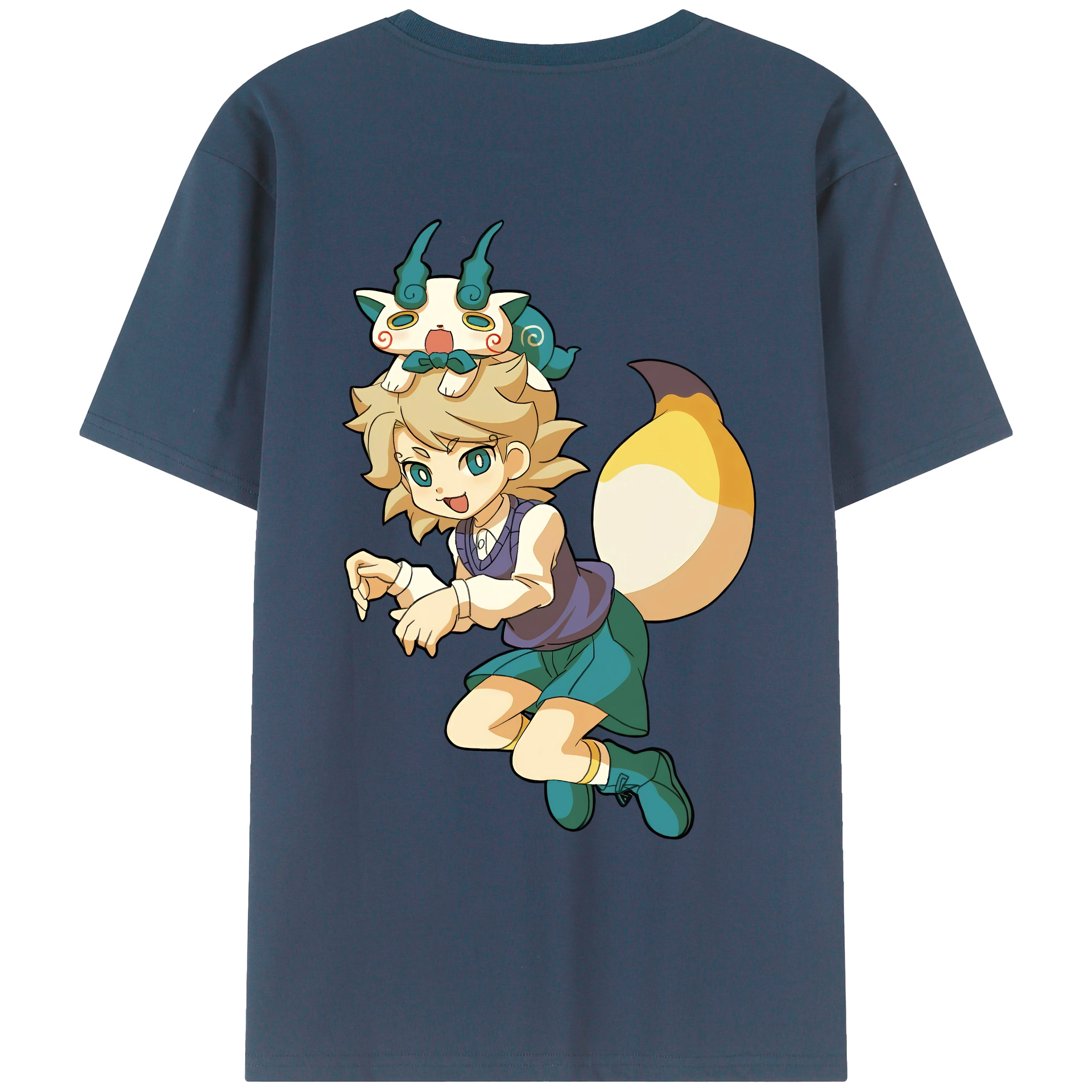 （画像用） 妖怪ウォッチ Yo-kai Watch 綿100％ メンズ半袖Tシャツ（バックプリント） 通気性