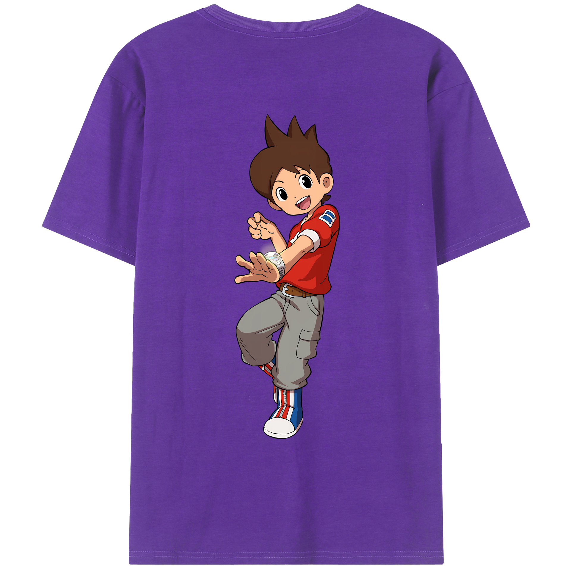 （画像用） 妖怪ウォッチ Yo-kai Watch 綿100％ メンズ半袖Tシャツ（バックプリント） 通気性