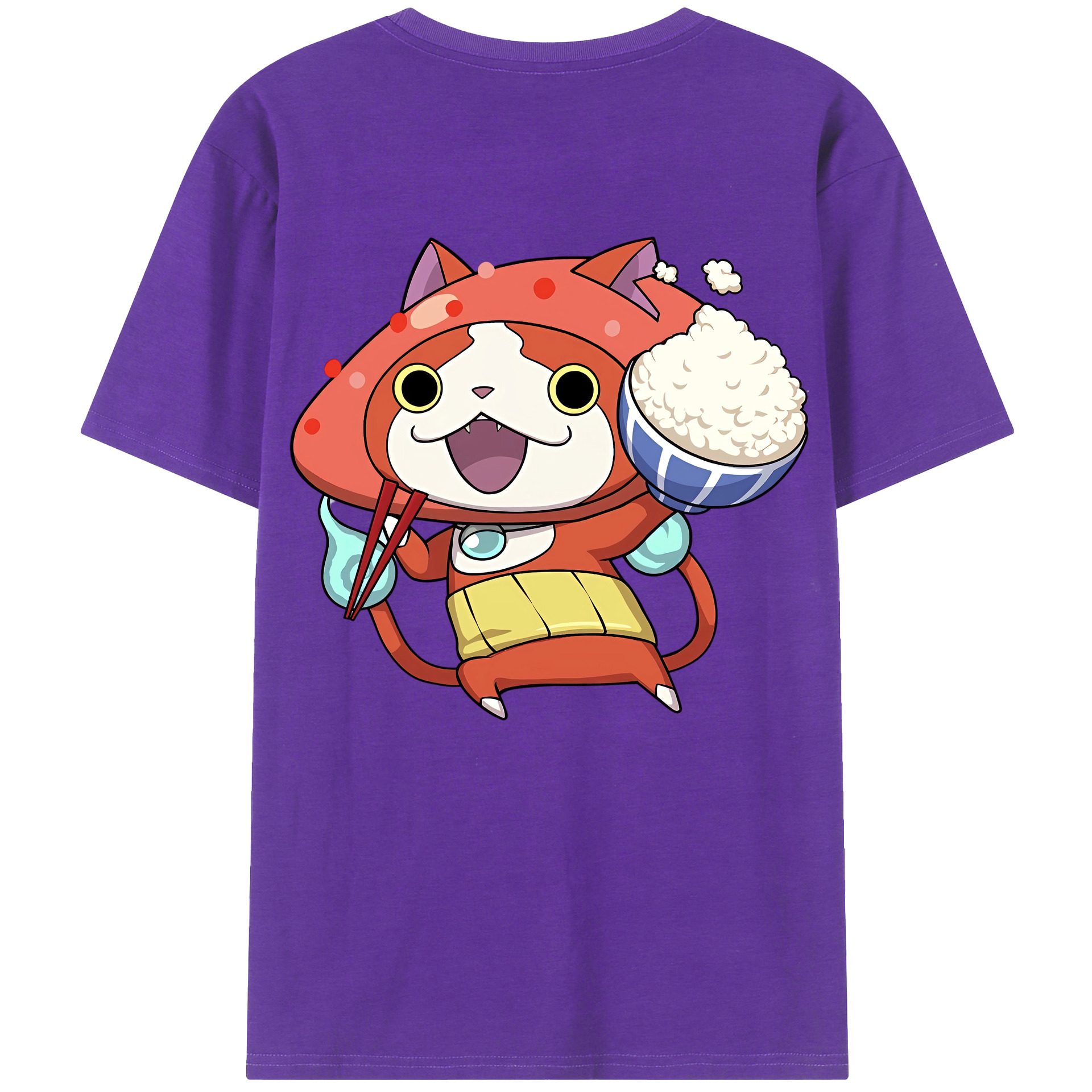 （画像用） 妖怪ウォッチ Yo-kai Watch 綿100％ メンズ半袖Tシャツ（バックプリント） 通気性