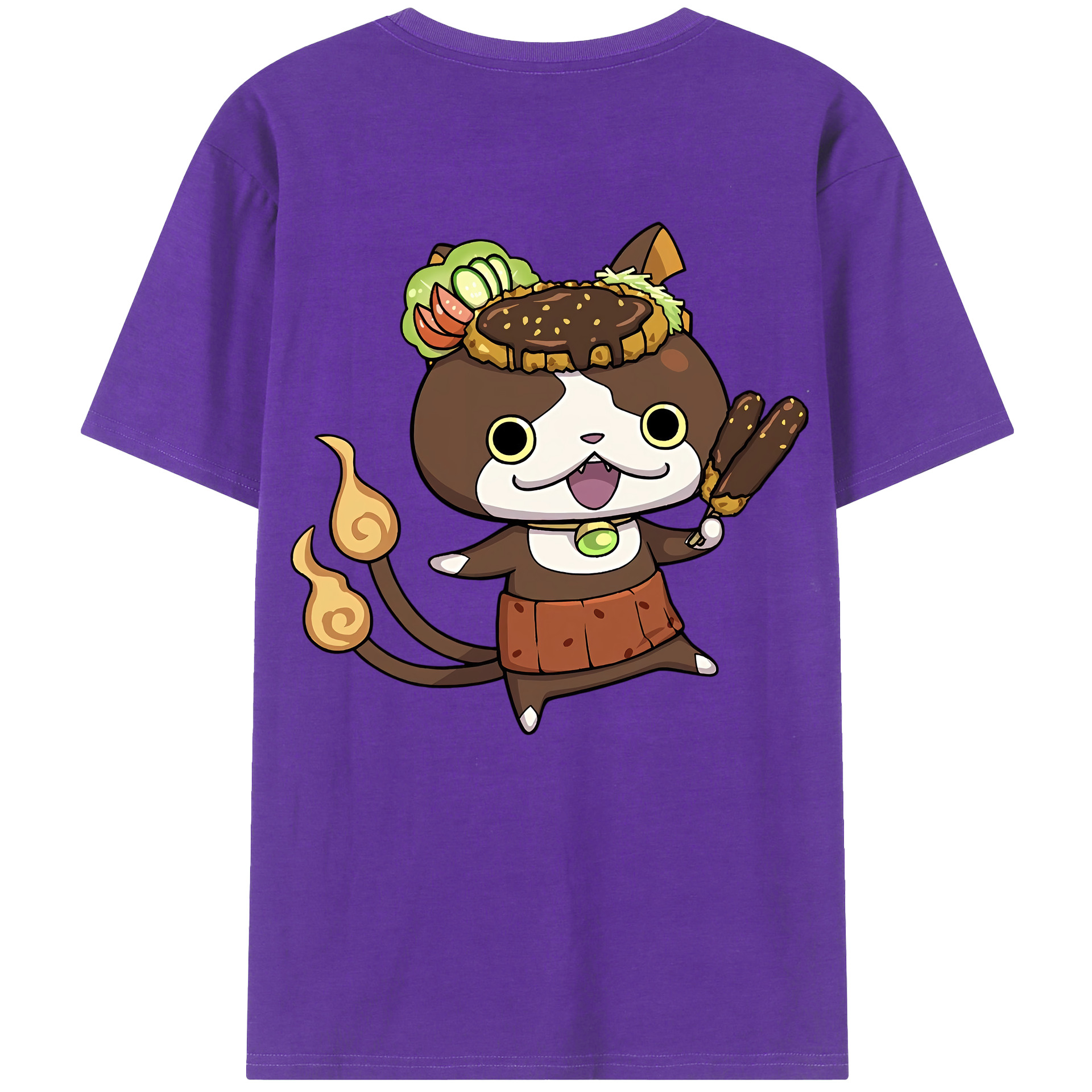 （画像用） 妖怪ウォッチ Yo-kai Watch 綿100％ メンズ半袖Tシャツ（バックプリント） 通気性
