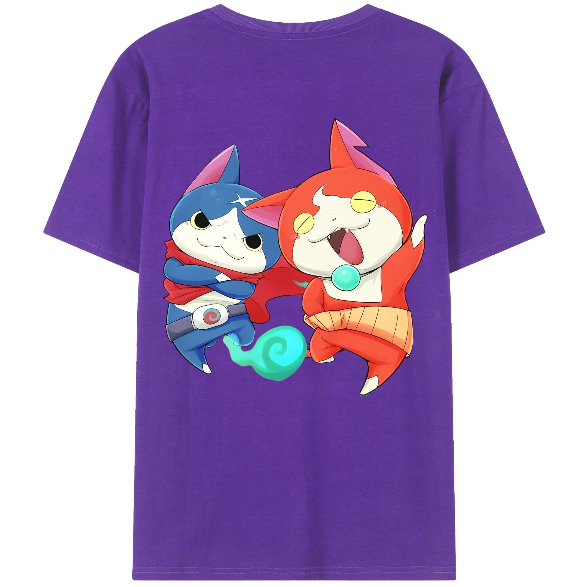 （画像用） 妖怪ウォッチ Yo-kai Watch 綿100％ メンズ半袖Tシャツ（バックプリント） 通気性