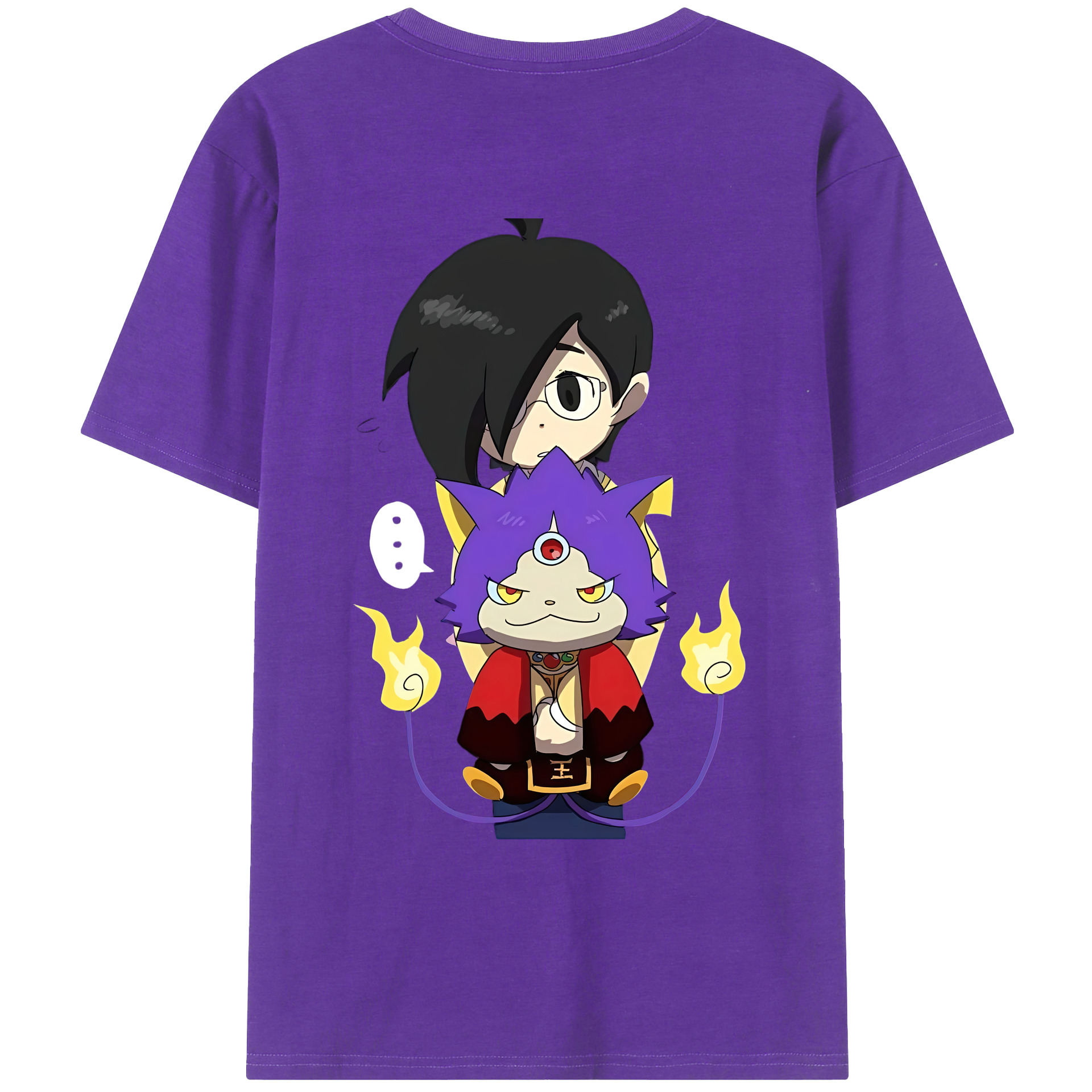 （画像用） 妖怪ウォッチ Yo-kai Watch 綿100％ メンズ半袖Tシャツ（バックプリント） 通気性