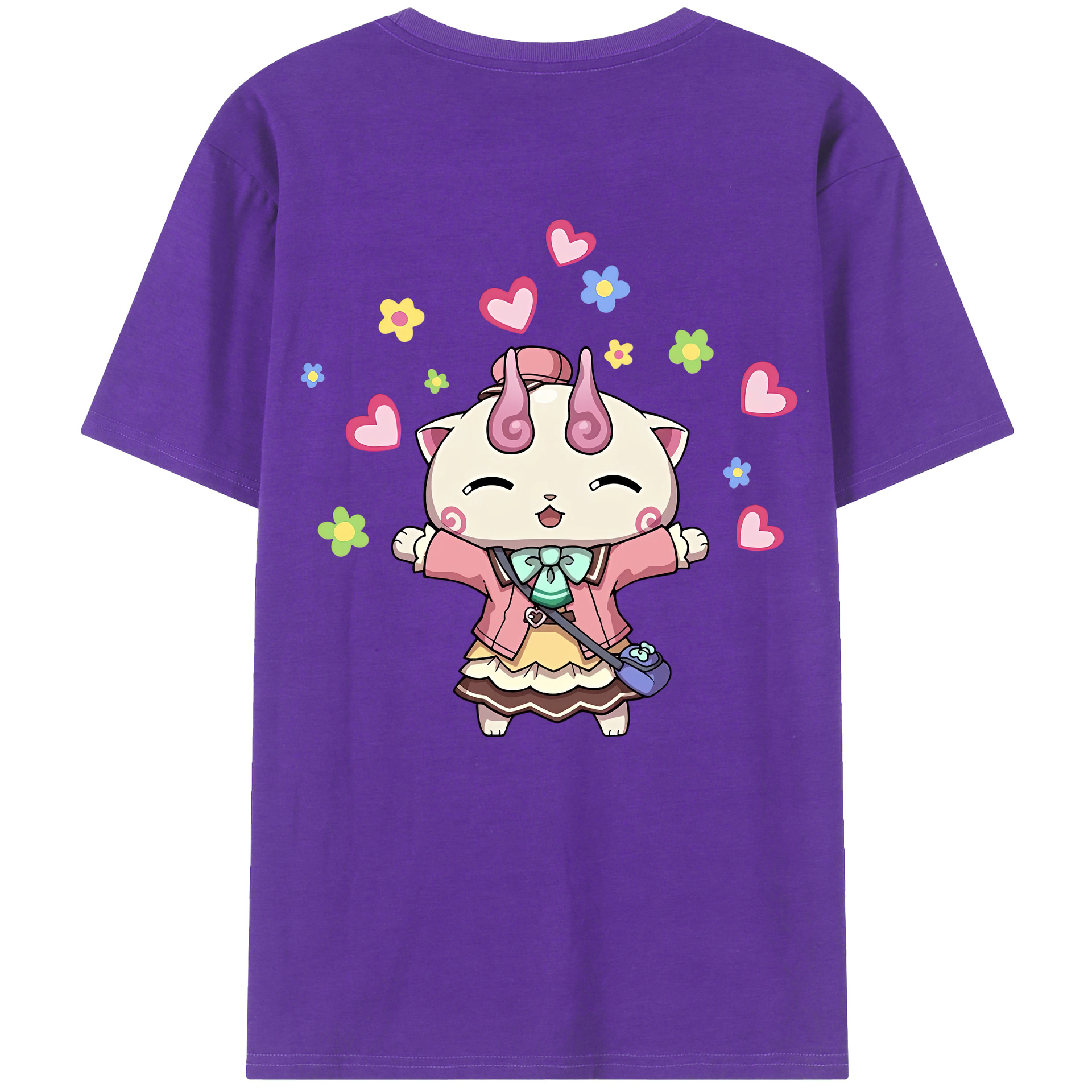 （画像用） 妖怪ウォッチ Yo-kai Watch 綿100％ メンズ半袖Tシャツ（バックプリント） 通気性