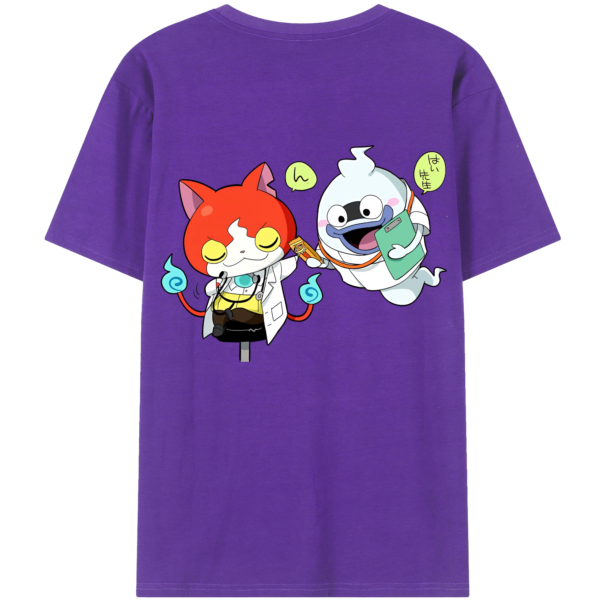 （画像用） 妖怪ウォッチ Yo-kai Watch 綿100％ メンズ半袖Tシャツ（バックプリント） 通気性