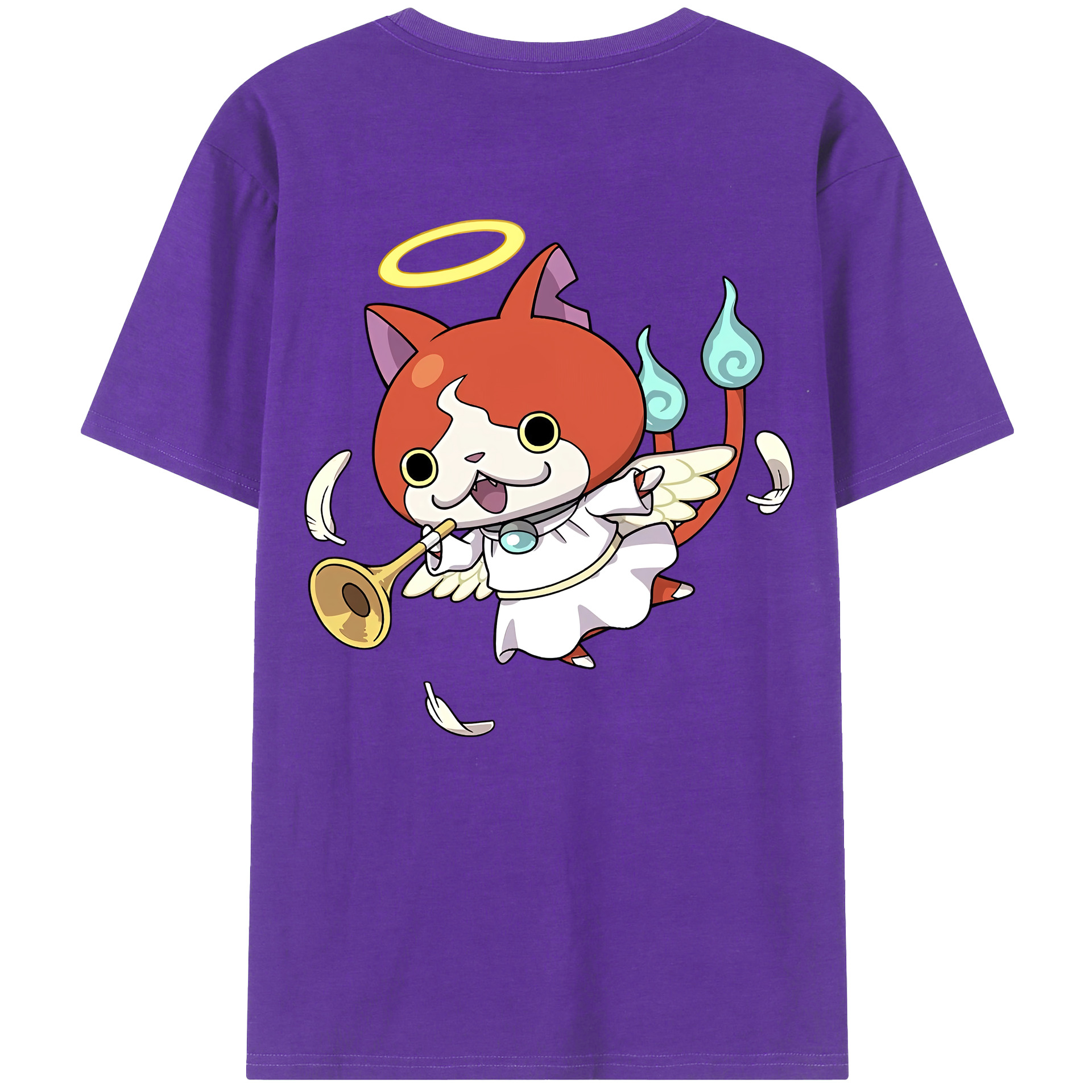 （画像用） 妖怪ウォッチ Yo-kai Watch 綿100％ メンズ半袖Tシャツ（バックプリント） 通気性
