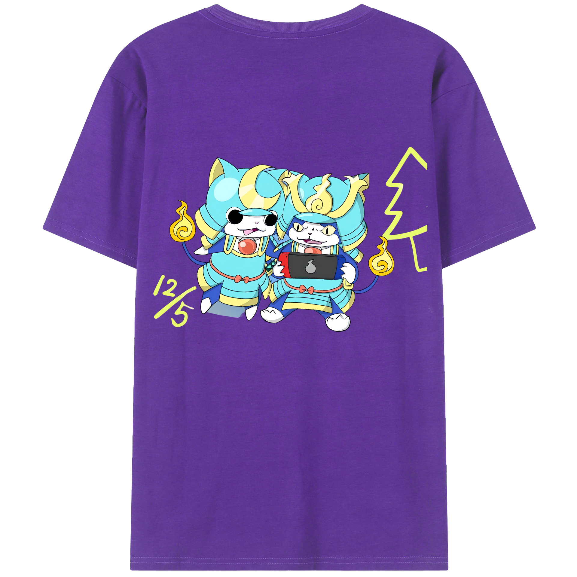（画像用） 妖怪ウォッチ Yo-kai Watch 綿100％ メンズ半袖Tシャツ（バックプリント） 通気性