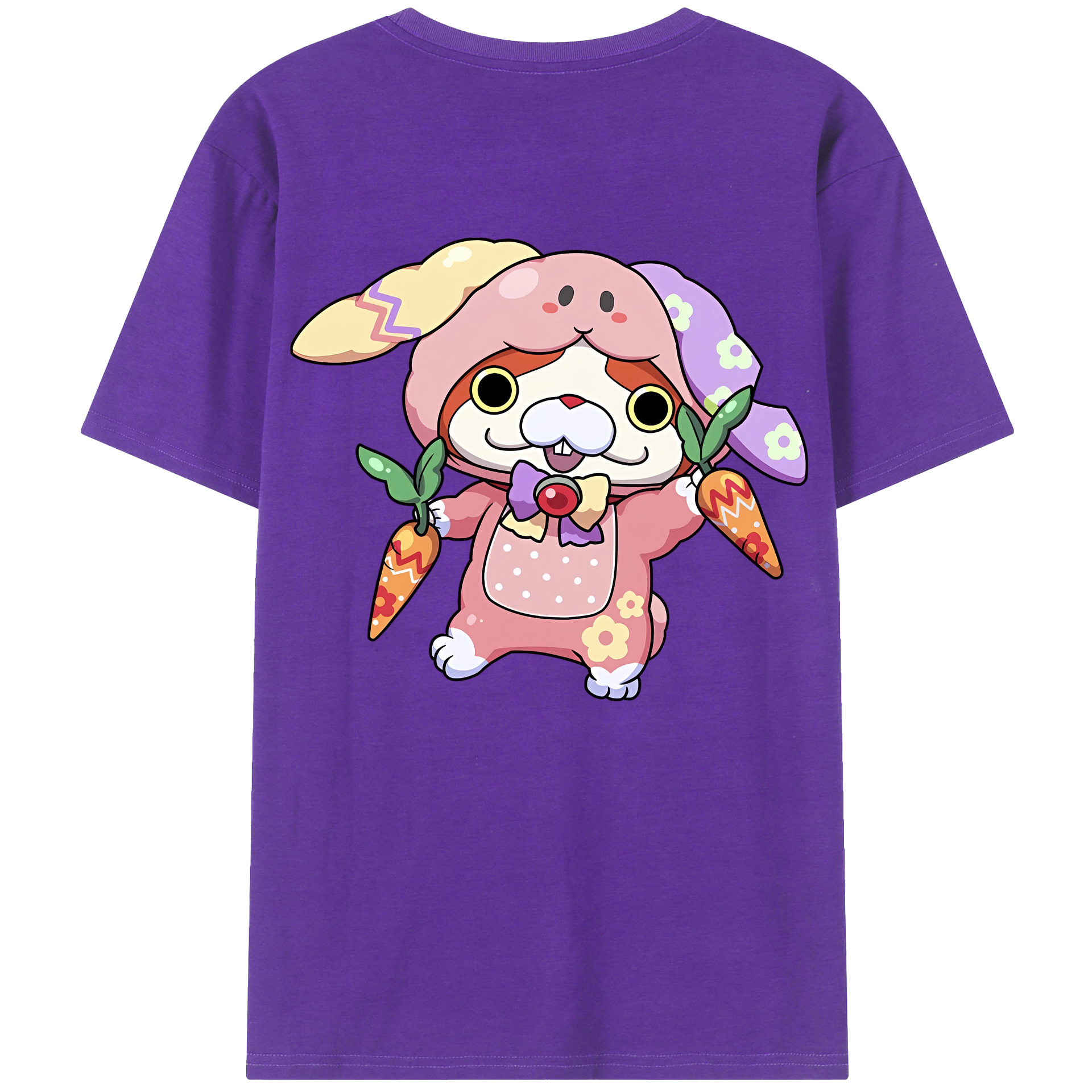 （画像用） 妖怪ウォッチ Yo-kai Watch 綿100％ メンズ半袖Tシャツ（バックプリント） 通気性