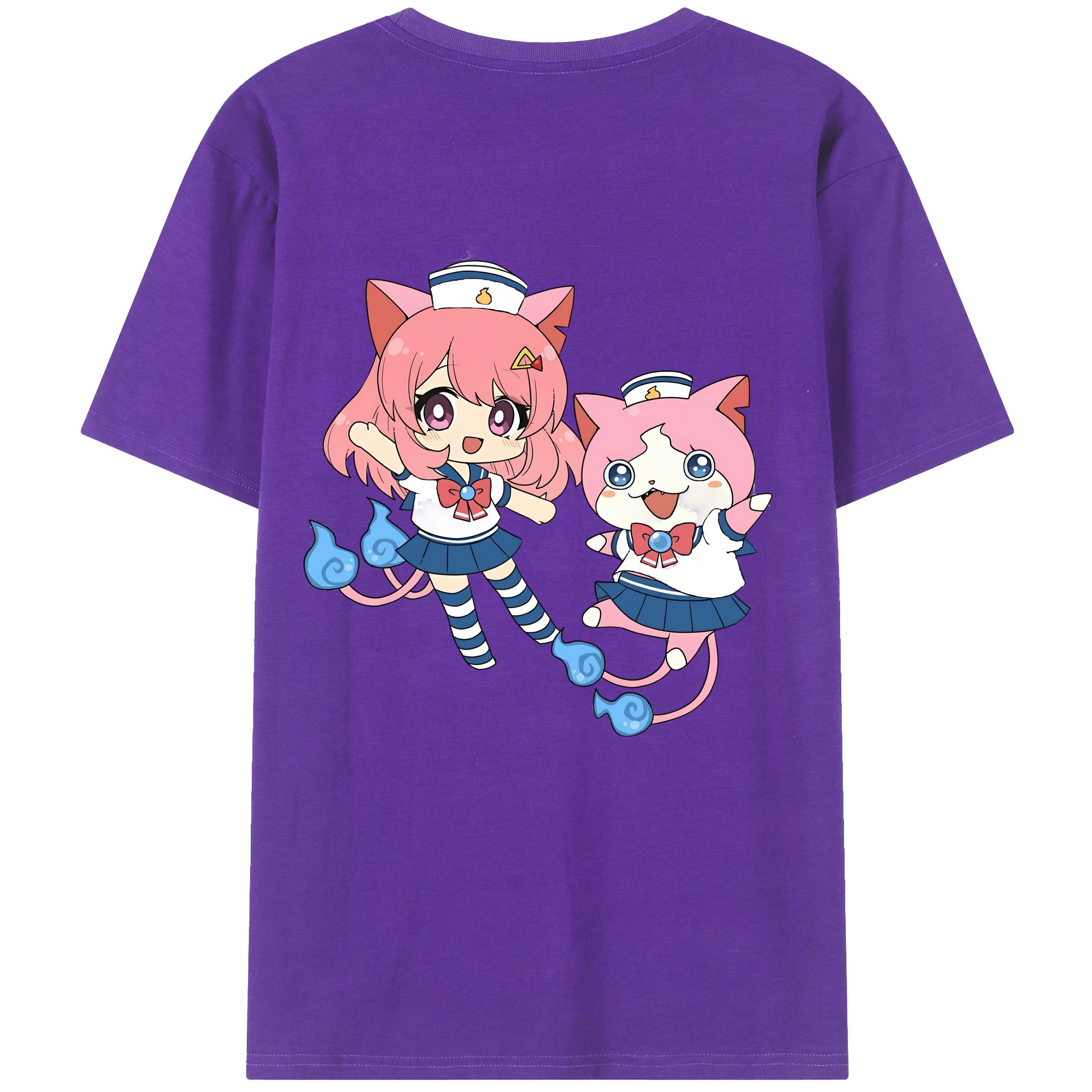 （画像用） 妖怪ウォッチ Yo-kai Watch 綿100％ メンズ半袖Tシャツ（バックプリント） 通気性