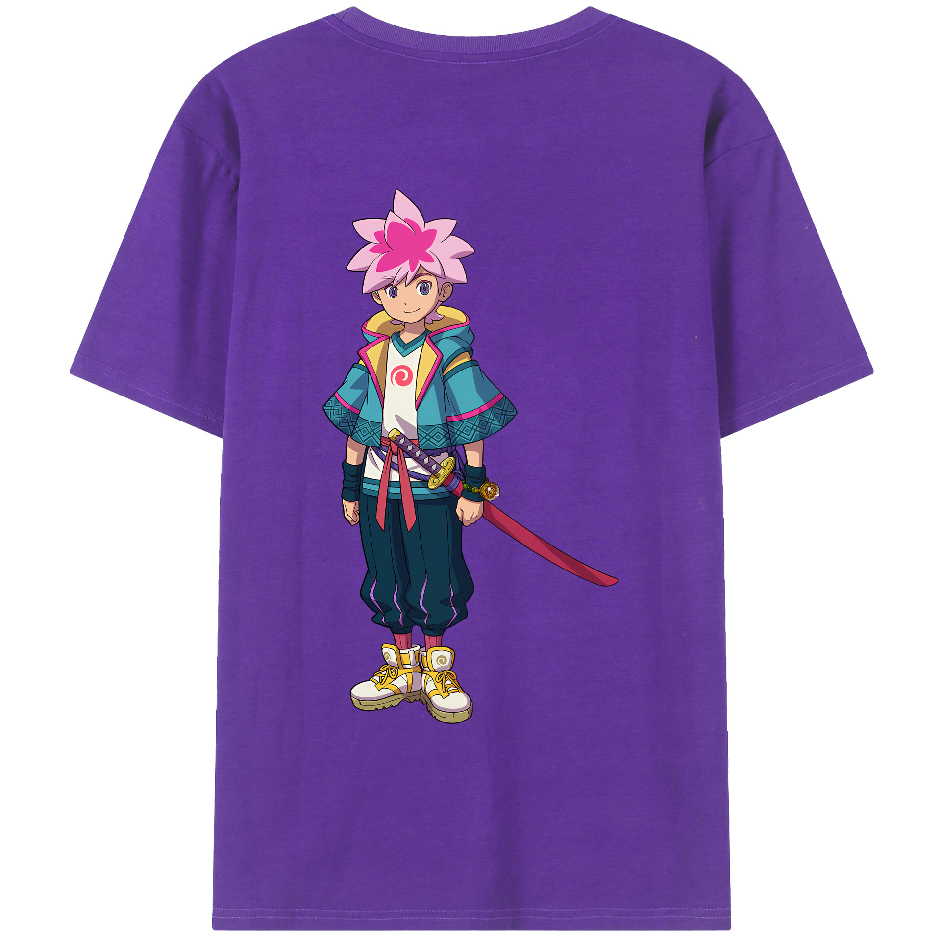 （画像用） 妖怪ウォッチ Yo-kai Watch 綿100％ メンズ半袖Tシャツ（バックプリント） 通気性