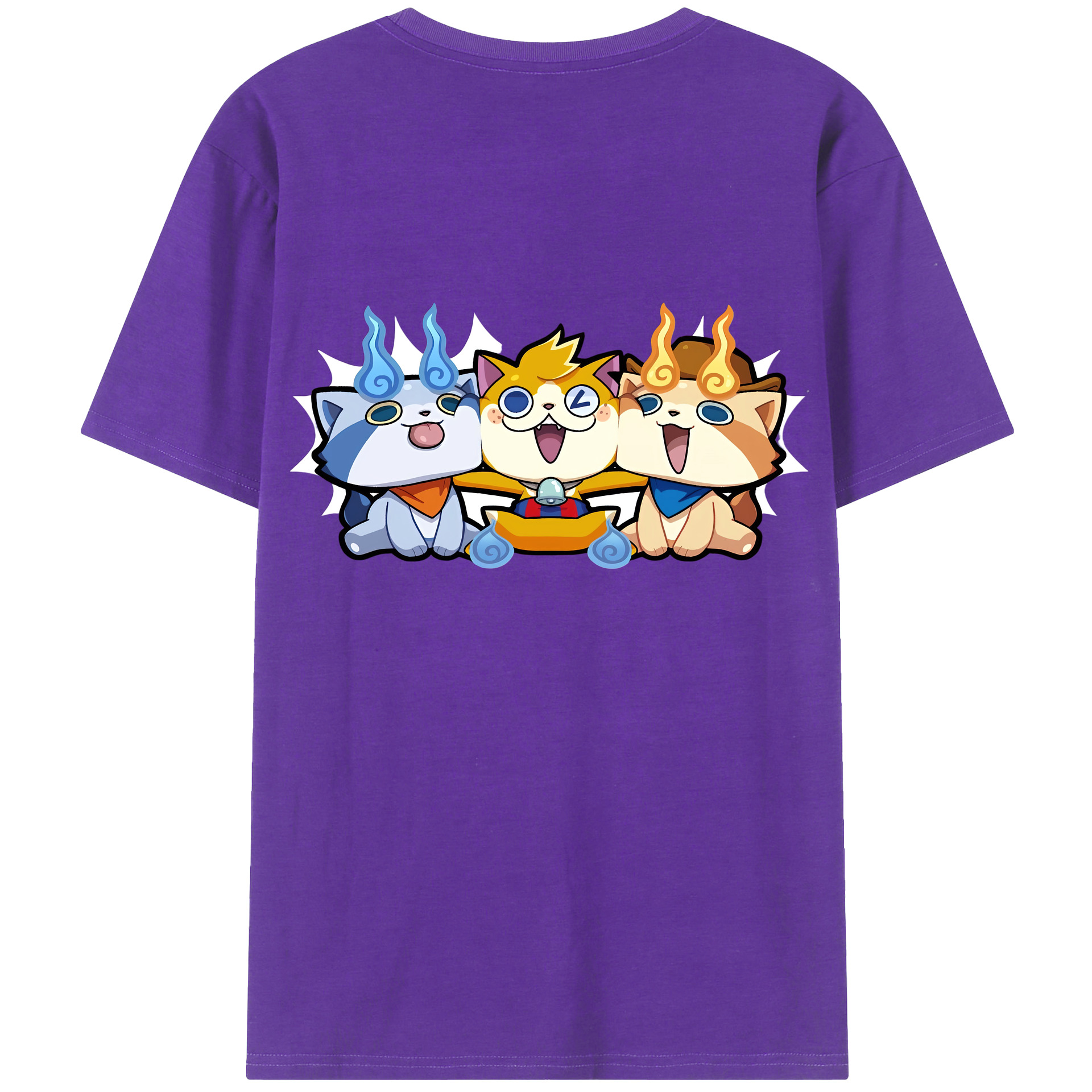 （画像用） 妖怪ウォッチ Yo-kai Watch 綿100％ メンズ半袖Tシャツ（バックプリント） 通気性