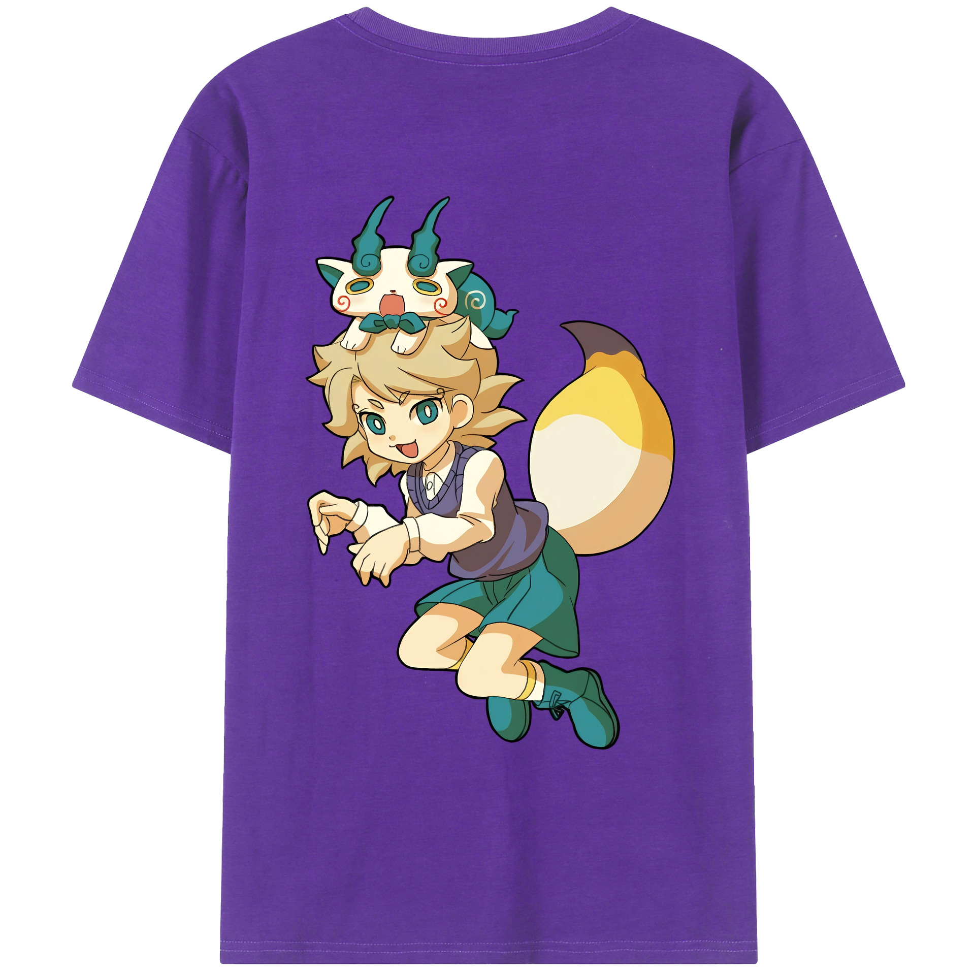 （画像用） 妖怪ウォッチ Yo-kai Watch 綿100％ メンズ半袖Tシャツ（バックプリント） 通気性