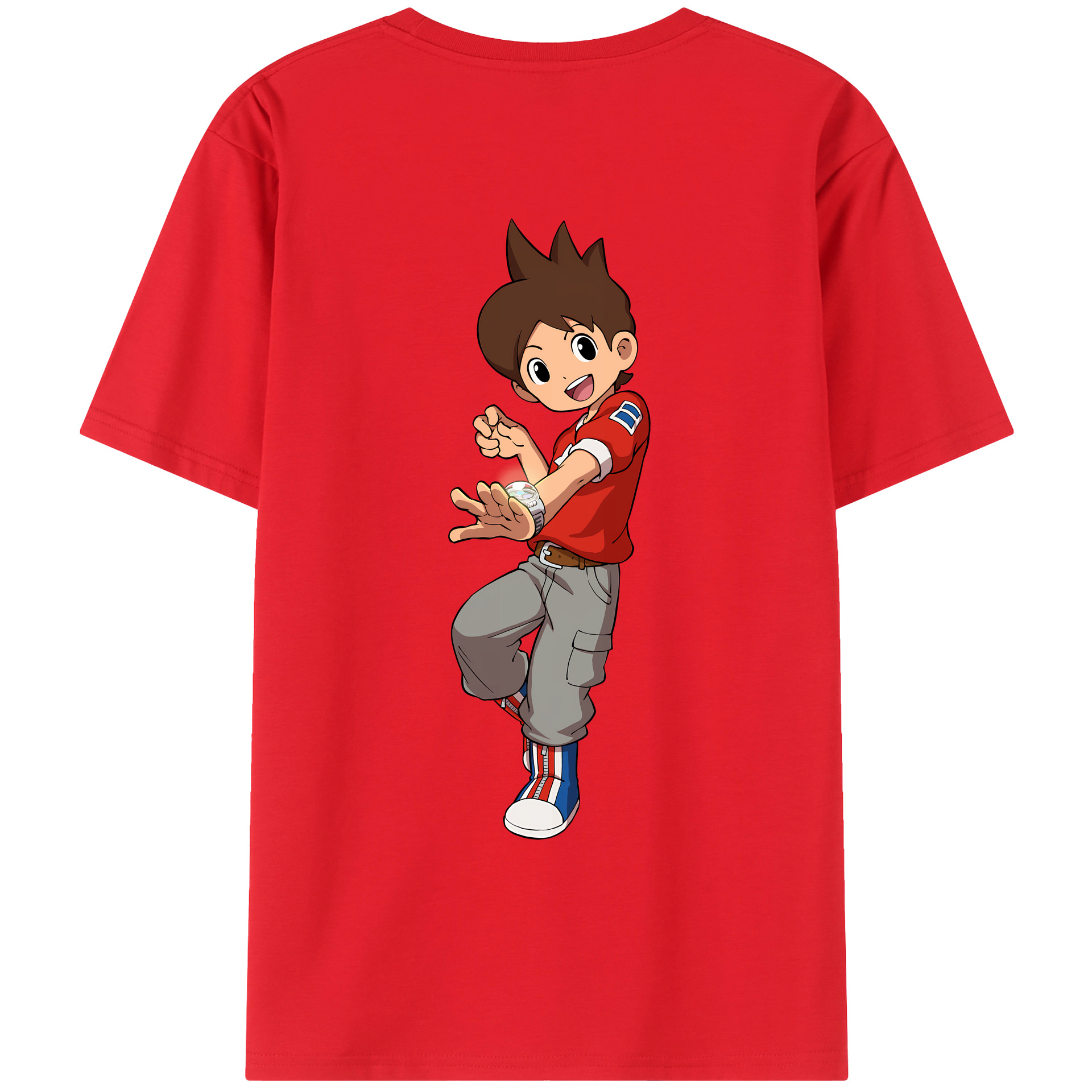 （画像用） 妖怪ウォッチ Yo-kai Watch 綿100％ メンズ半袖Tシャツ（バックプリント） 通気性