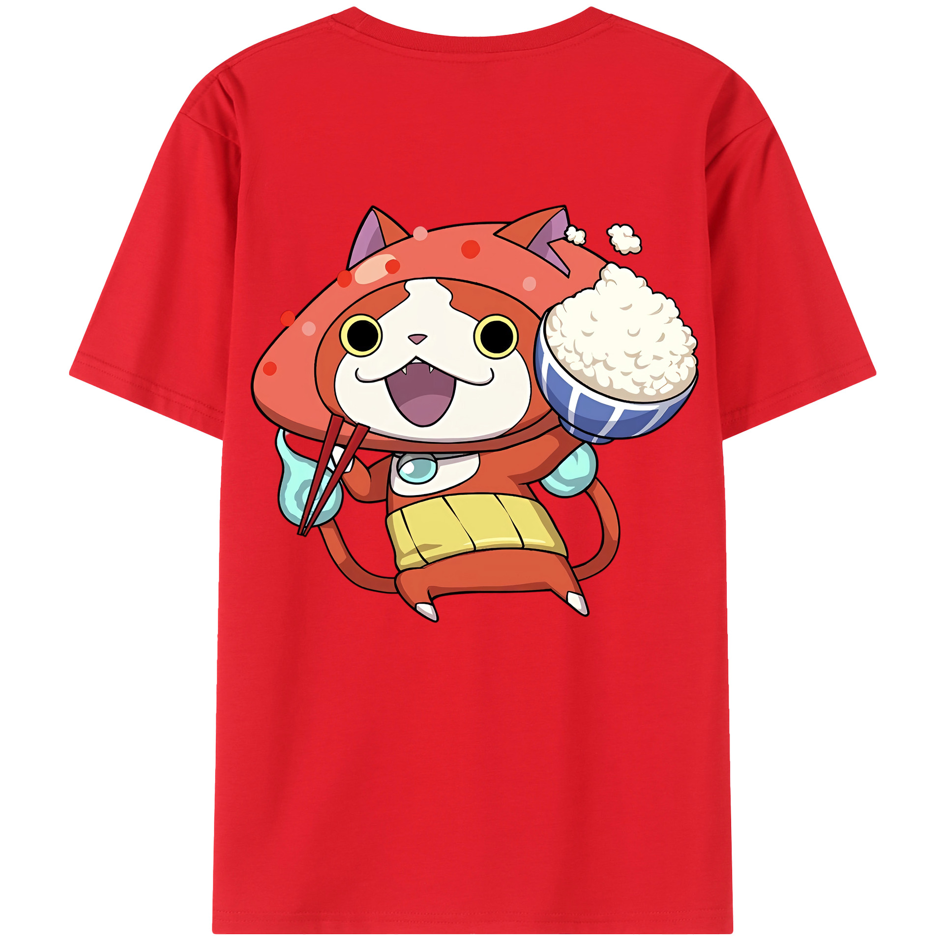 （画像用） 妖怪ウォッチ Yo-kai Watch 綿100％ メンズ半袖Tシャツ（バックプリント） 通気性
