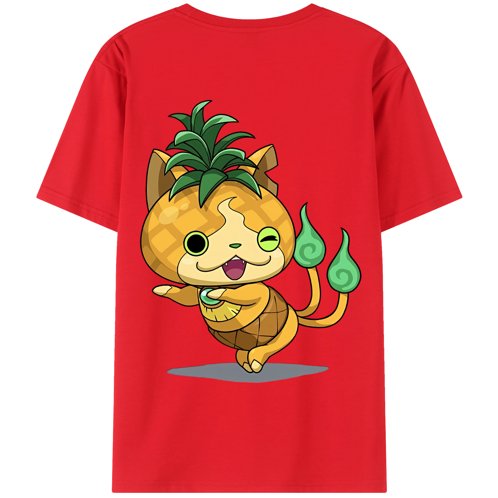 （画像用） 妖怪ウォッチ Yo-kai Watch 綿100％ メンズ半袖Tシャツ（バックプリント） 通気性