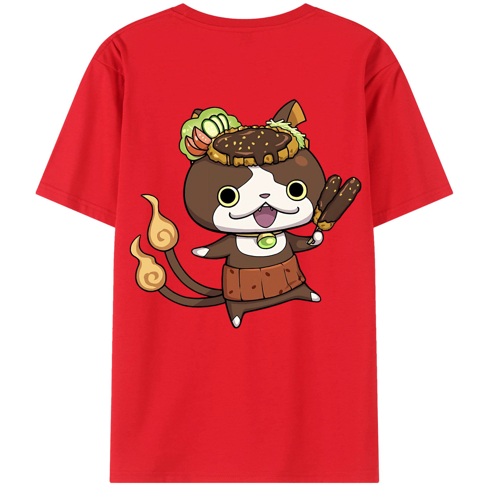 （画像用） 妖怪ウォッチ Yo-kai Watch 綿100％ メンズ半袖Tシャツ（バックプリント） 通気性