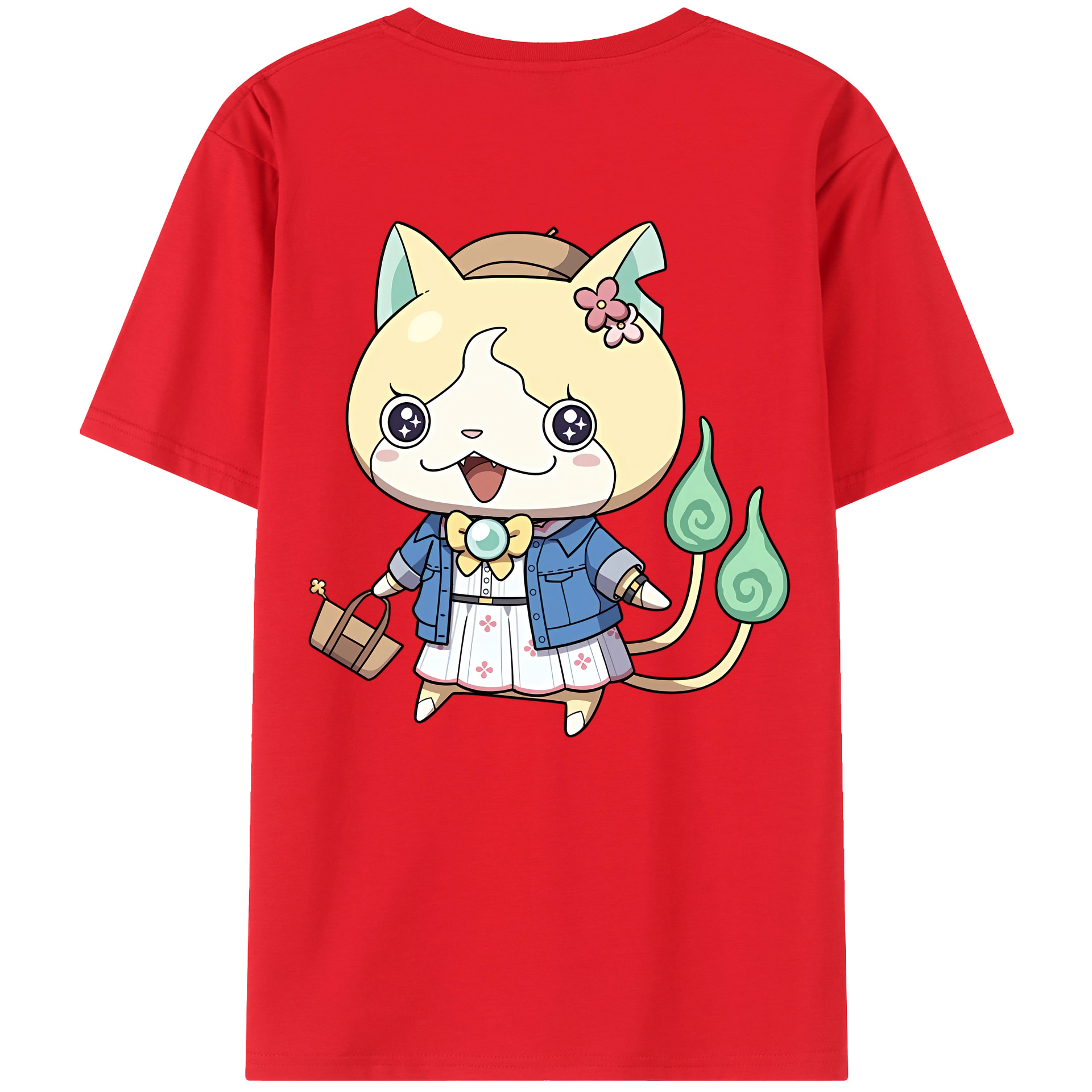（画像用） 妖怪ウォッチ Yo-kai Watch 綿100％ メンズ半袖Tシャツ（バックプリント） 通気性