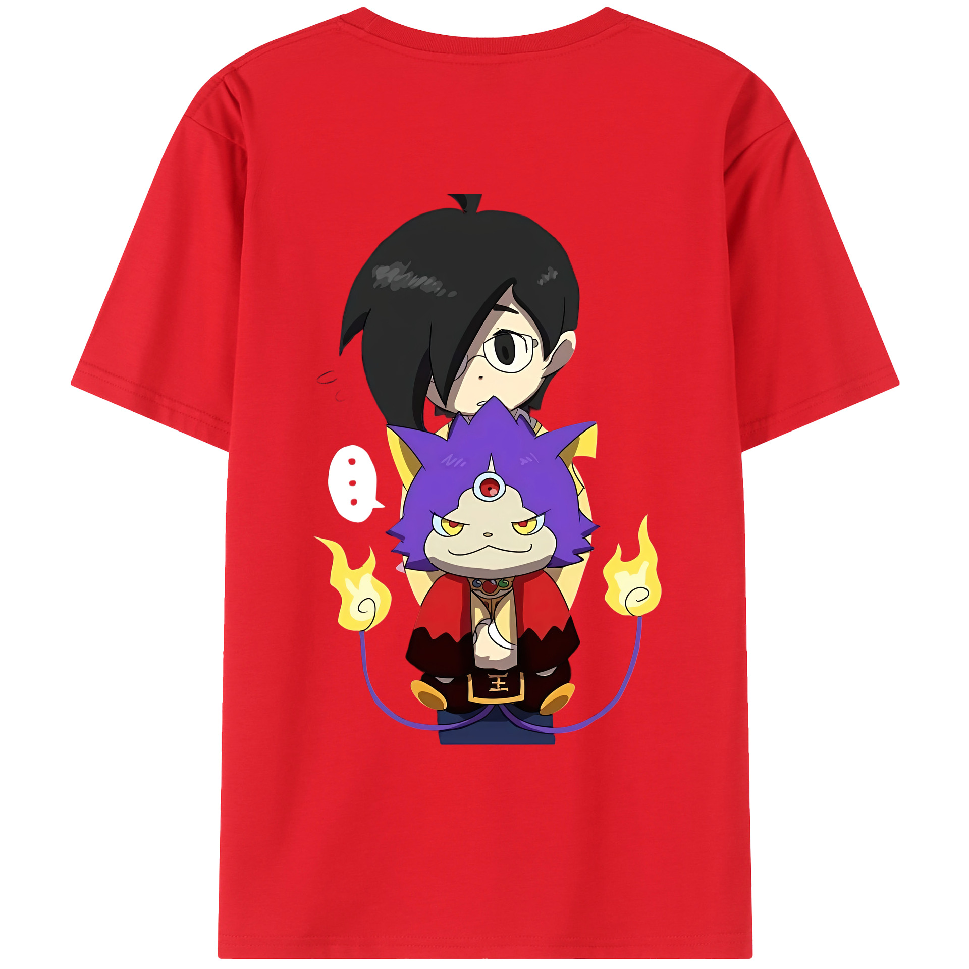 （画像用） 妖怪ウォッチ Yo-kai Watch 綿100％ メンズ半袖Tシャツ（バックプリント） 通気性