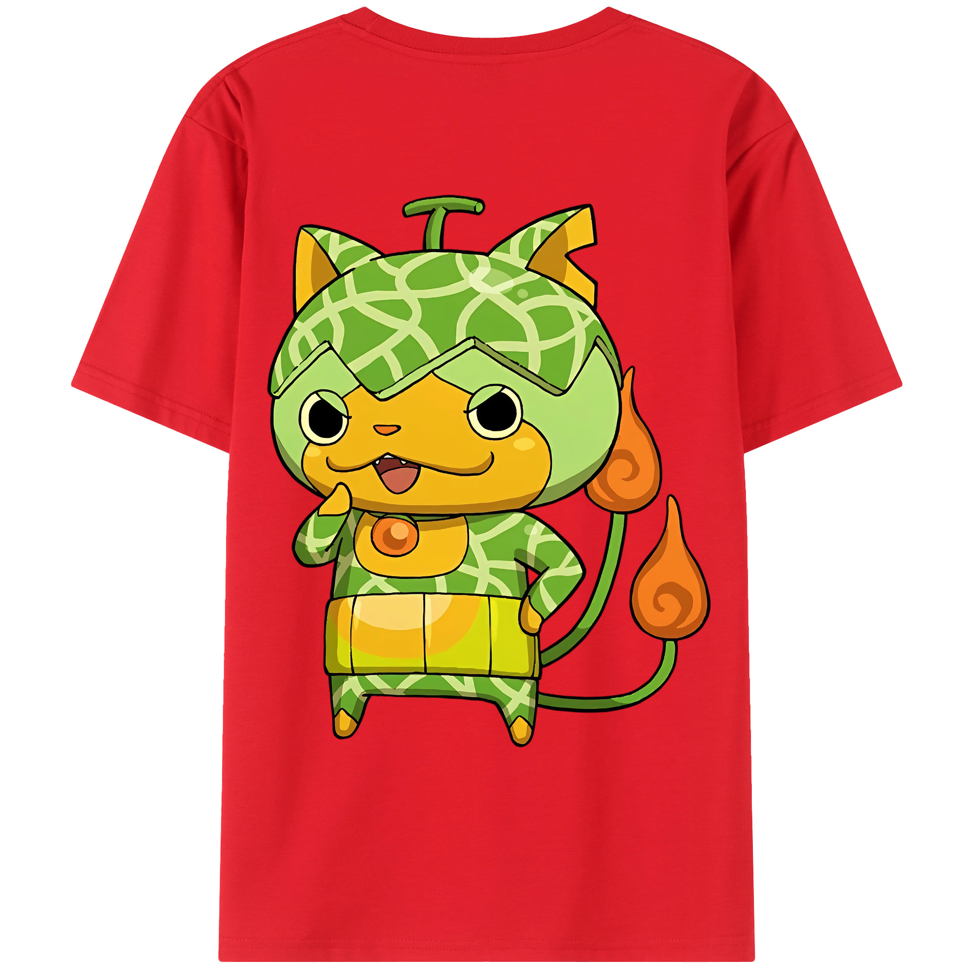 （画像用） 妖怪ウォッチ Yo-kai Watch 綿100％ メンズ半袖Tシャツ（バックプリント） 通気性