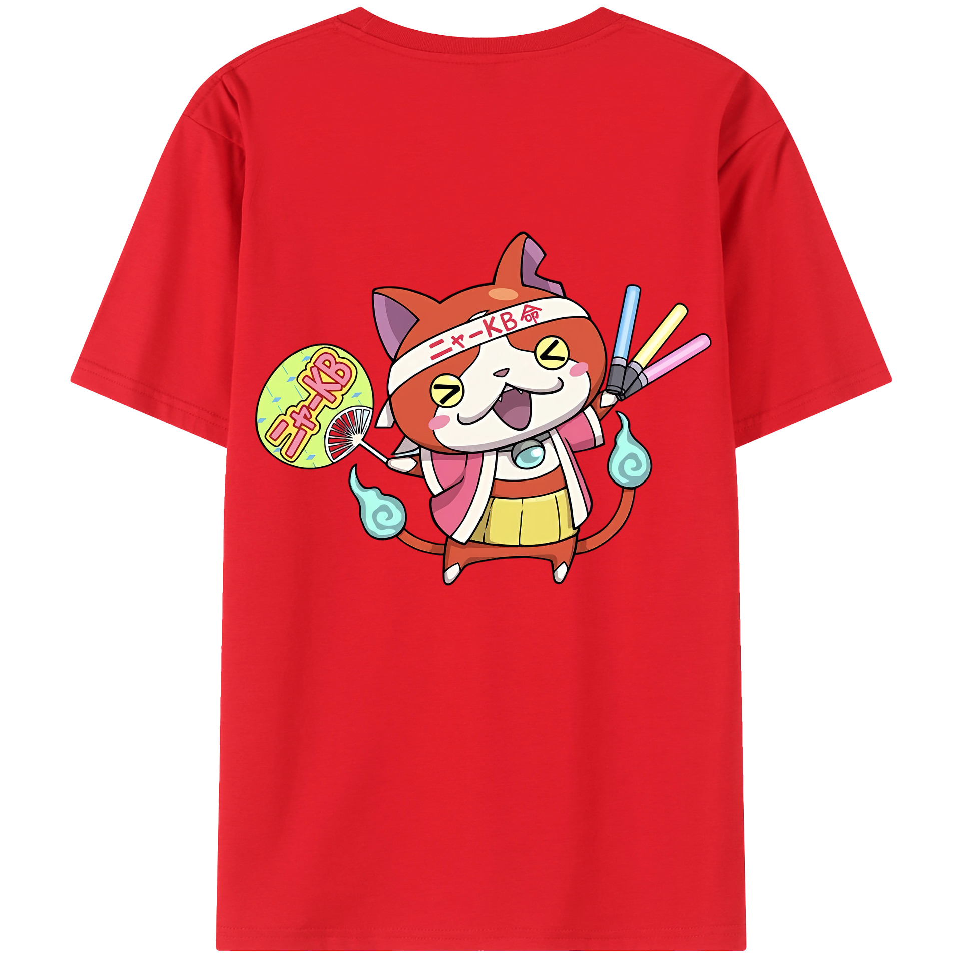 （画像用） 妖怪ウォッチ Yo-kai Watch 綿100％ メンズ半袖Tシャツ（バックプリント） 通気性