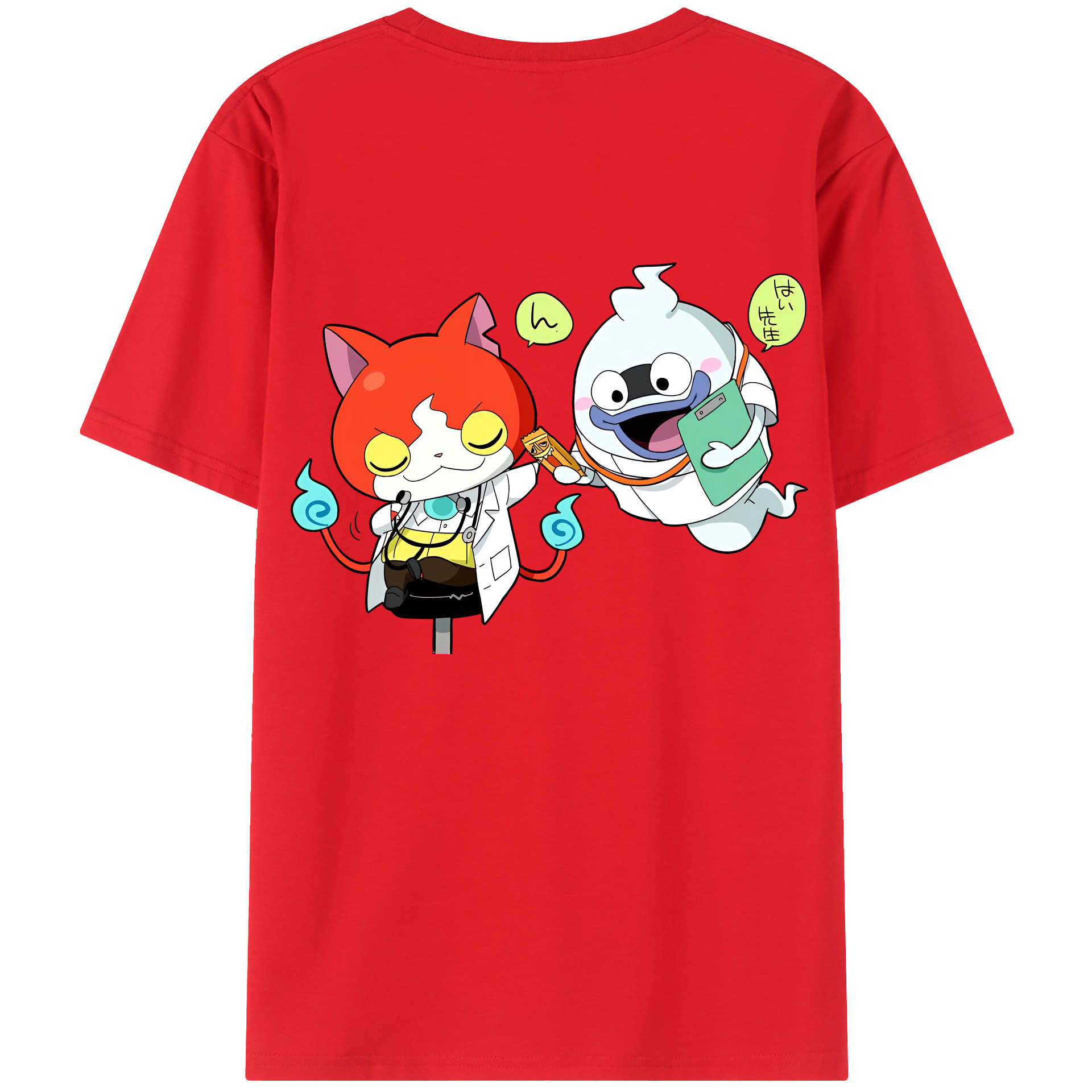（画像用） 妖怪ウォッチ Yo-kai Watch 綿100％ メンズ半袖Tシャツ（バックプリント） 通気性