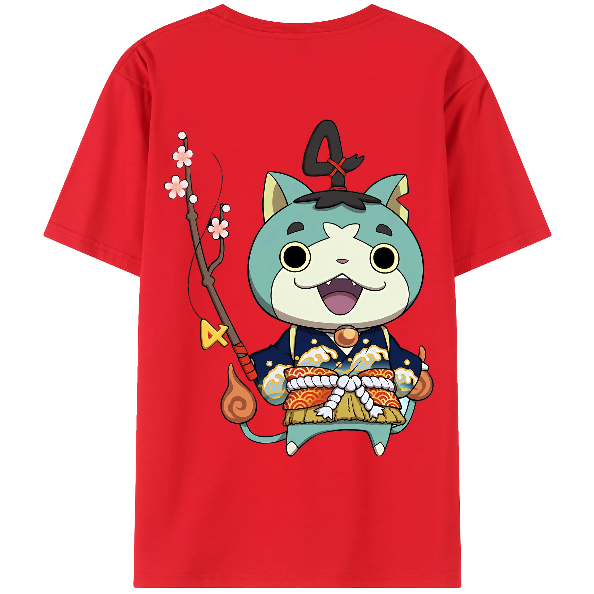 （画像用） 妖怪ウォッチ Yo-kai Watch 綿100％ メンズ半袖Tシャツ（バックプリント） 通気性